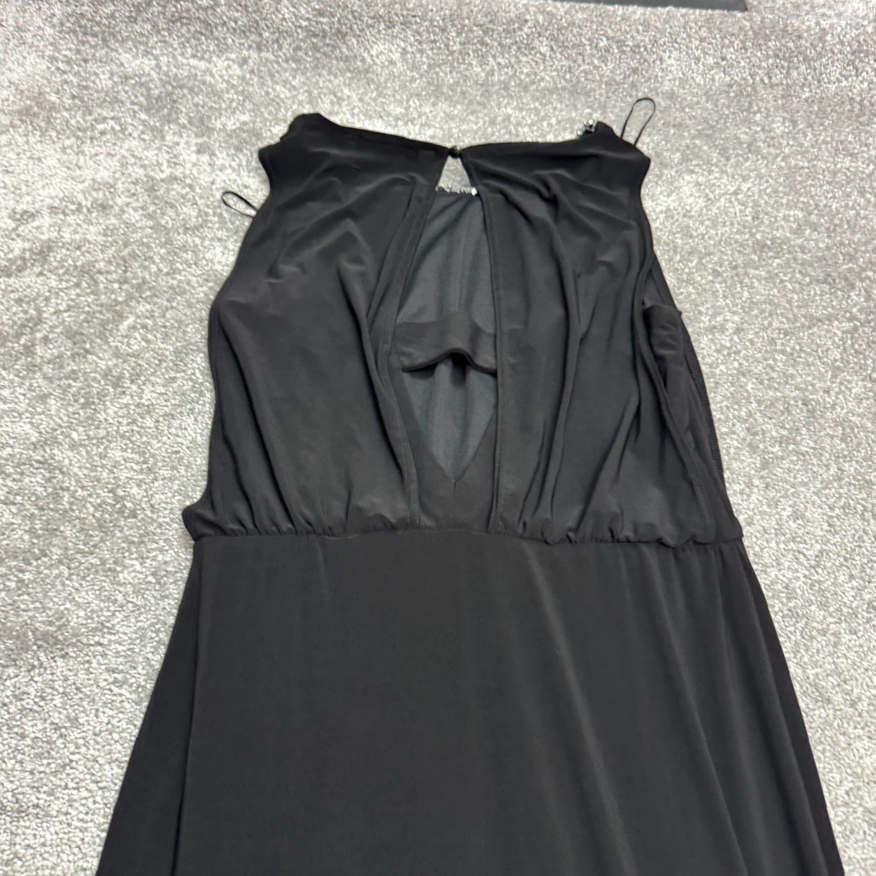 Vintage VINTAGE R&M Richards Maxi Dress Formal Sleeveless Black 8 Women Chiffon Rhinestone Embellished Size M / US 6-8 / IT 42-44 - 3 Thumbnail