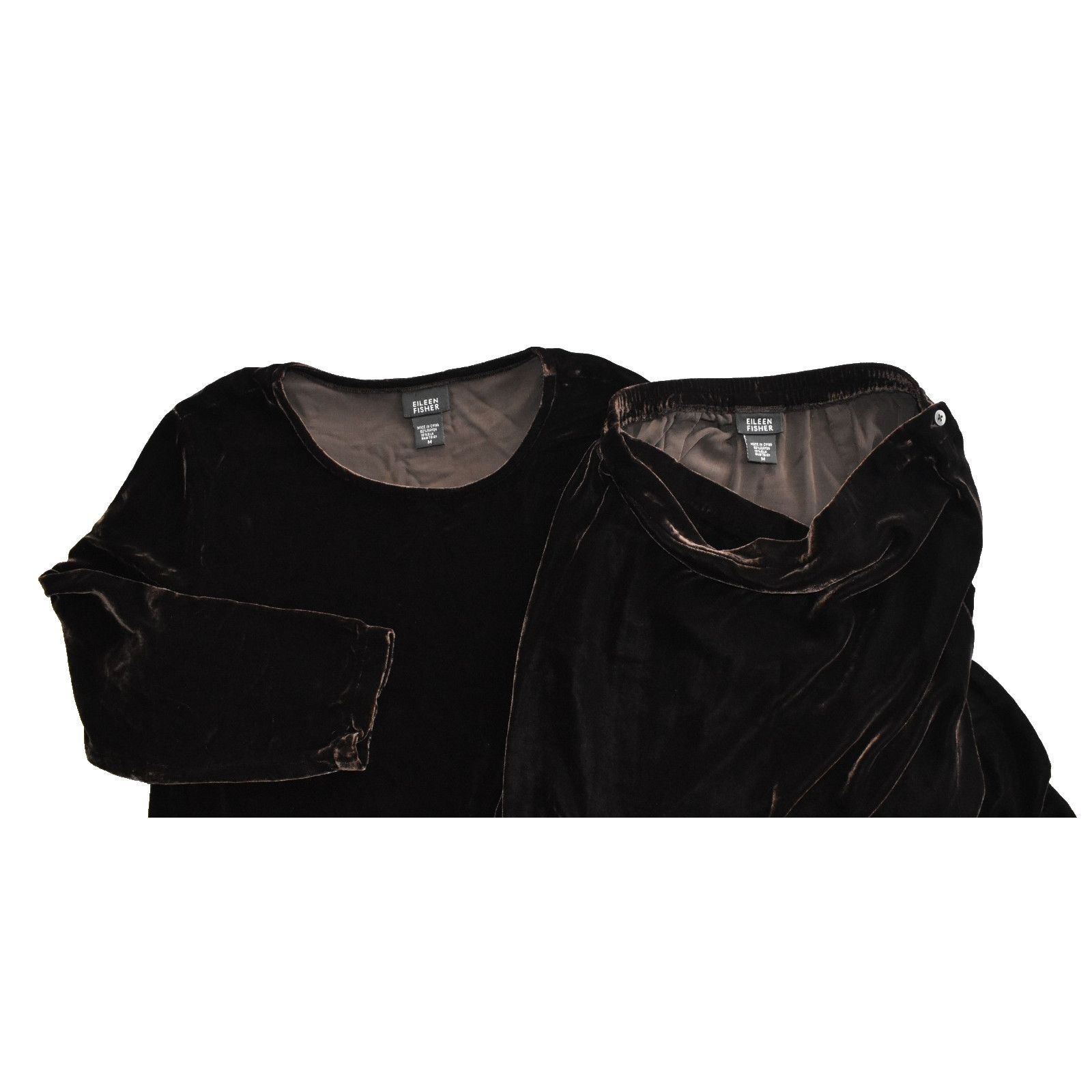 Eileen Fisher EILEEN FISHER Velvet LS Blouse And Wrap Skirt 2 Pc Set Sz M Size 30" / US 8 / IT 44 - 4 Thumbnail