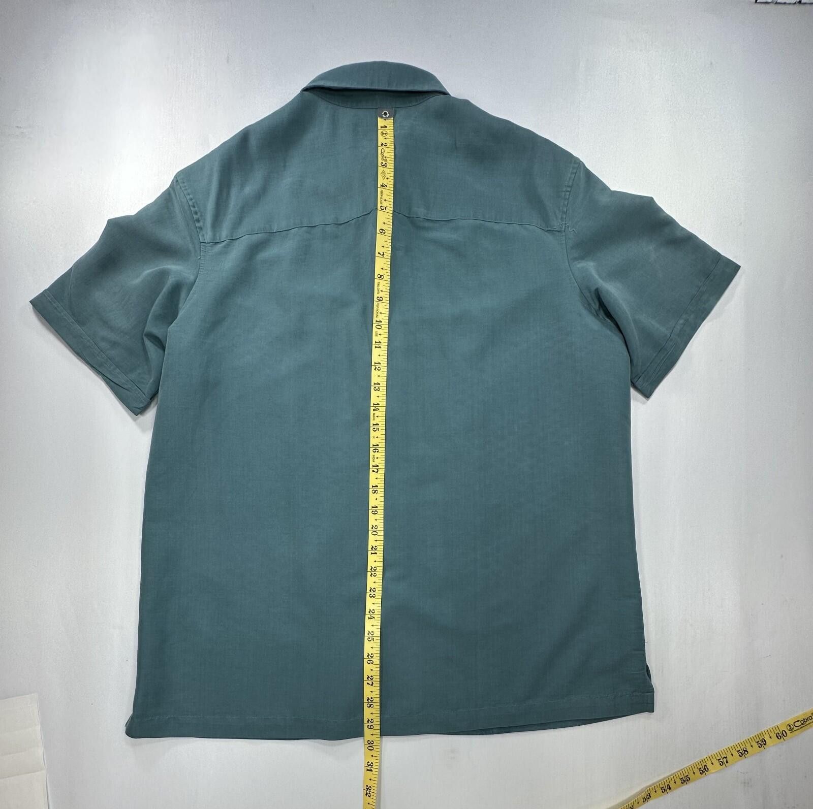 Liz Claiborne Claiborne Short Sleeve Bowling Shirt Button Up Green Mens L Size US L / EU 52-54 / 3 - 3 Thumbnail