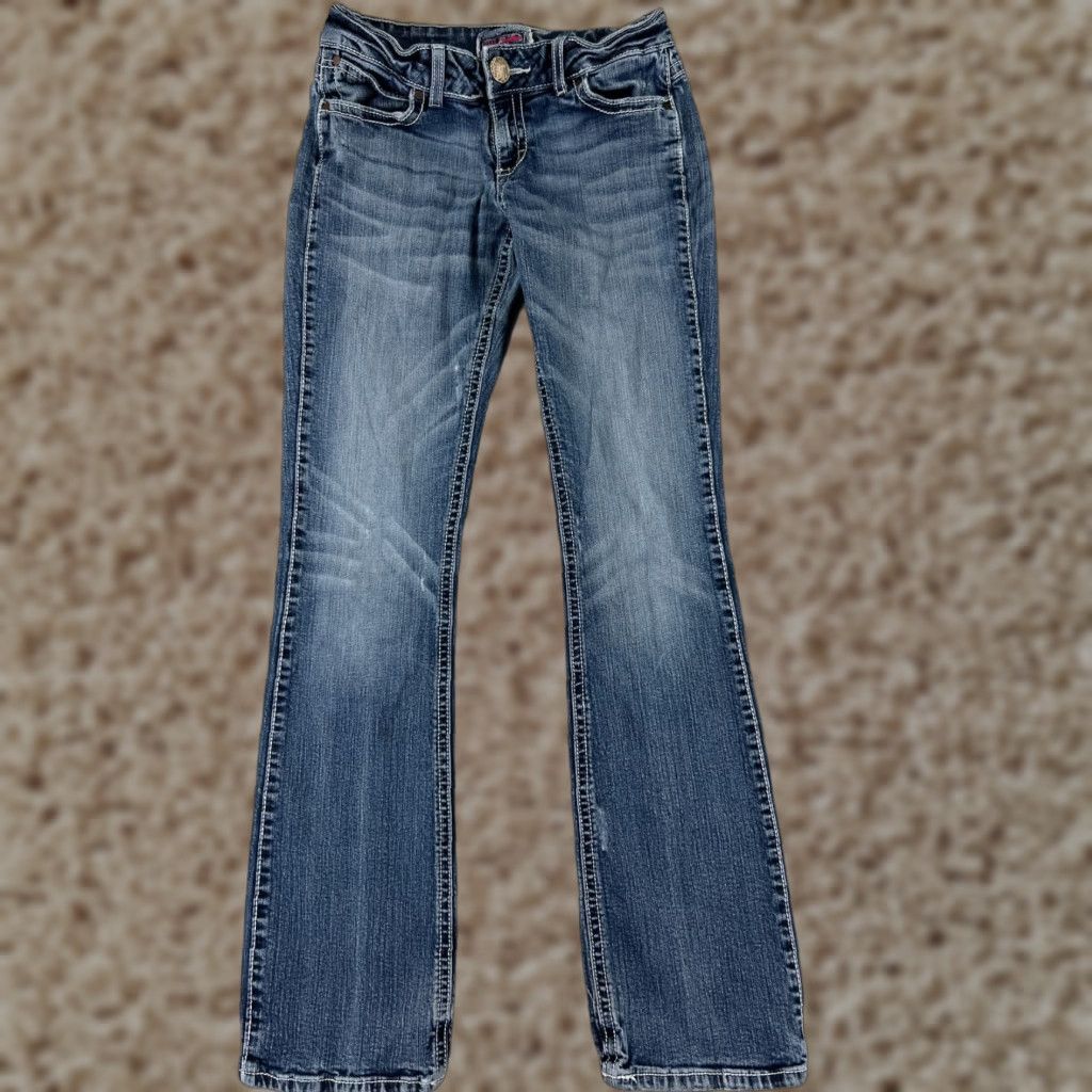 Wrangler Wrangler Jeans Women 7 Blue Denim Bootcut Distressed Cotton Blend 5-Pocket Design Bootcut Wrangler Size 28" / US 6 / IT 42 - 1 Thumbnail