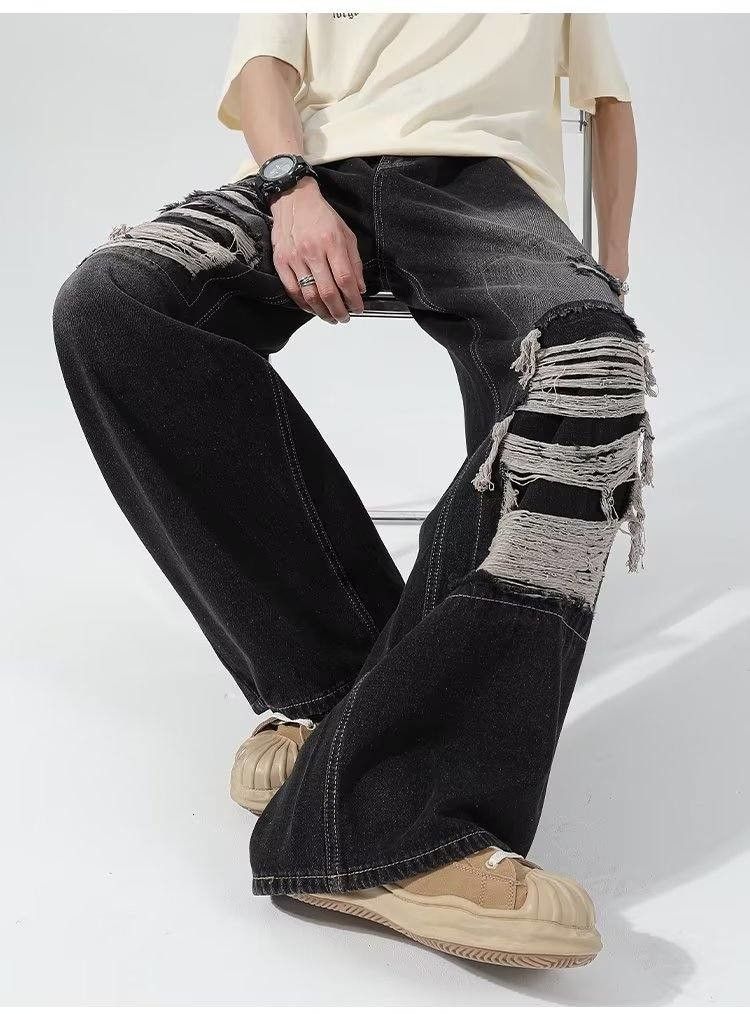 Japanese Brand × Jean Vintage Loose Holes Spliced Jeans Size US 29 - 6 Thumbnail