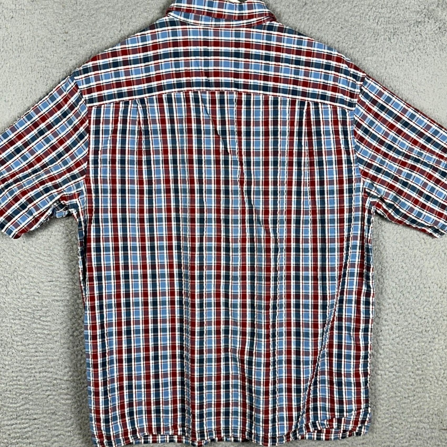 Vintage L.L. Bean Shirt Mens Medium Blue Red Seersucker Plaid Short Sleeve Button-Up Shirt Size US M / EU 48-50 / 2 - 3 Thumbnail
