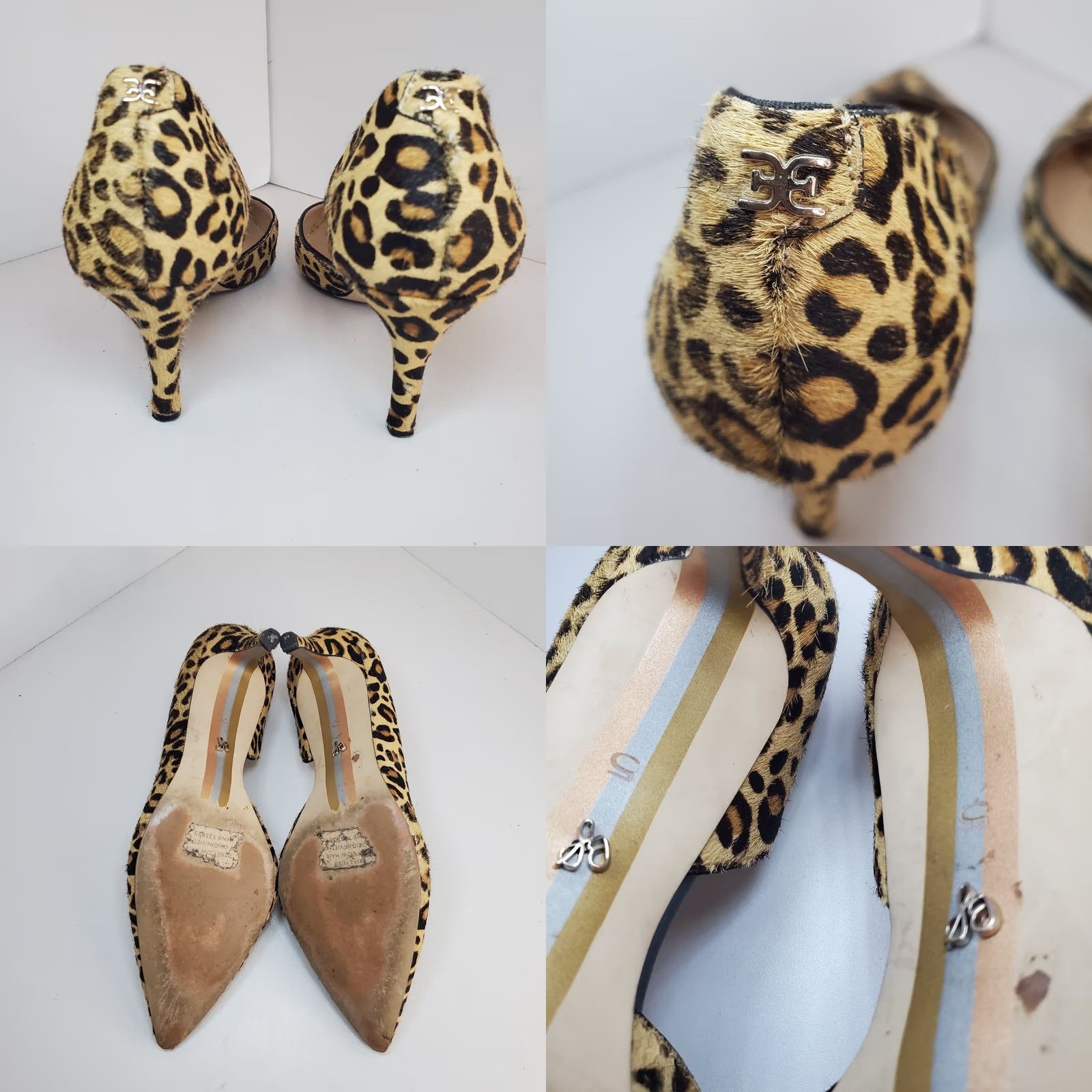 Sam Edelman Sam Edelman Real Calf Hair Leopard Print Kitten Heels Womens Size 5 Brown Pointed Toe Slip On D'Orsay 90s Clubwear Office Siren Womens Size US 5 / IT 35 - 8 Thumbnail