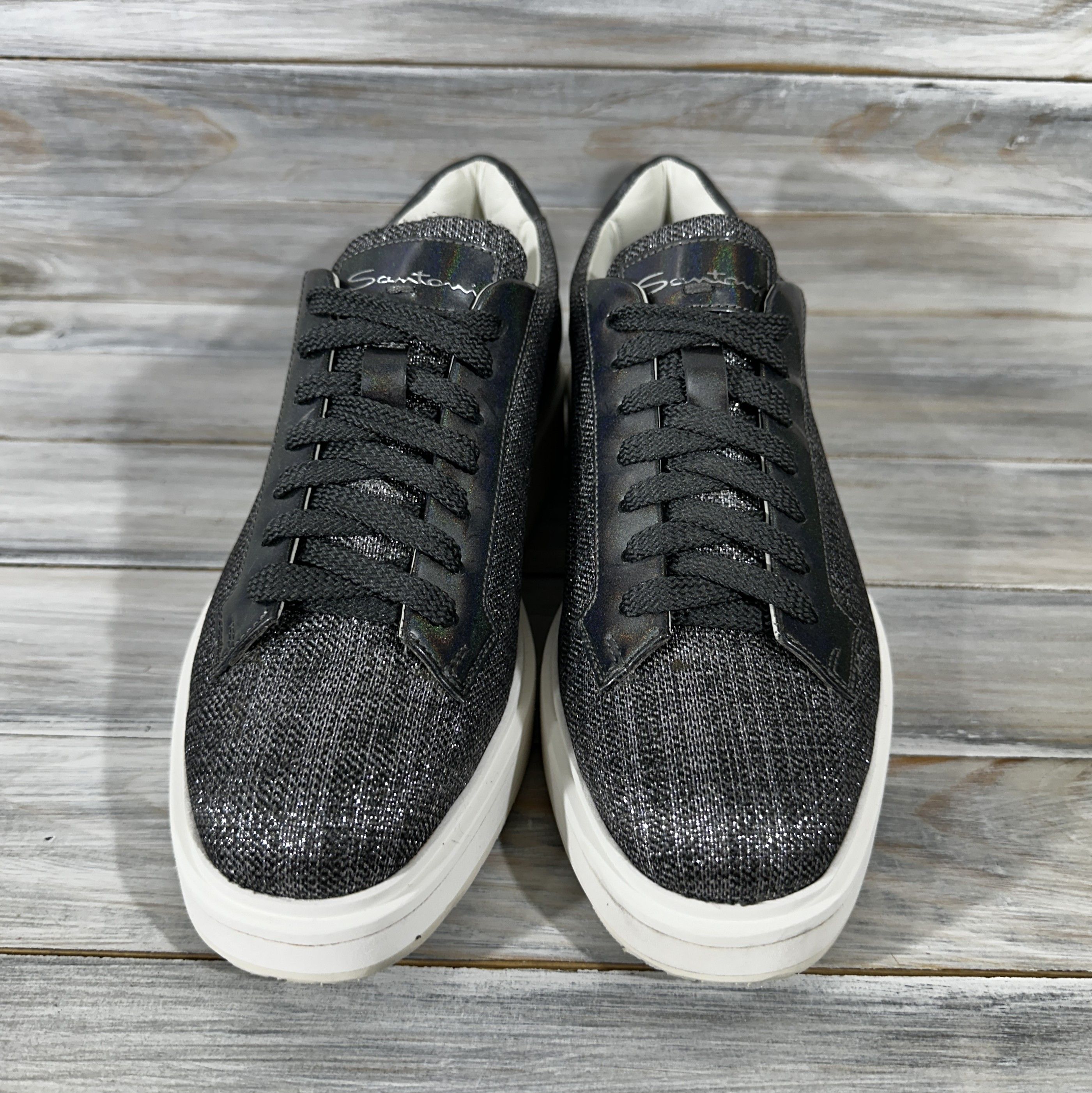 Santoni Santoni Made In Italy Women's Silver Leather Sneakers Luxury Size US 6.5 / IT 36.5 - 16 Thumbnail