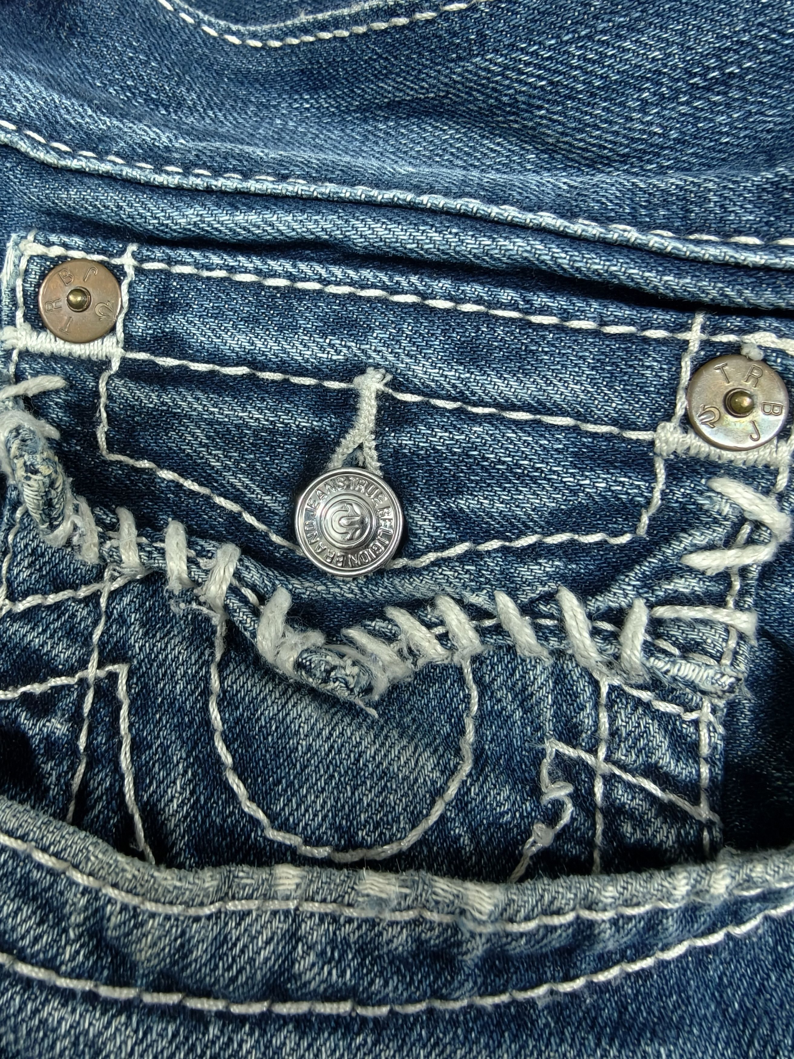 True Religion Y2K True Religion Boot Cut White Stitch Super T Flares 2000s Size US 31 - 8 Thumbnail