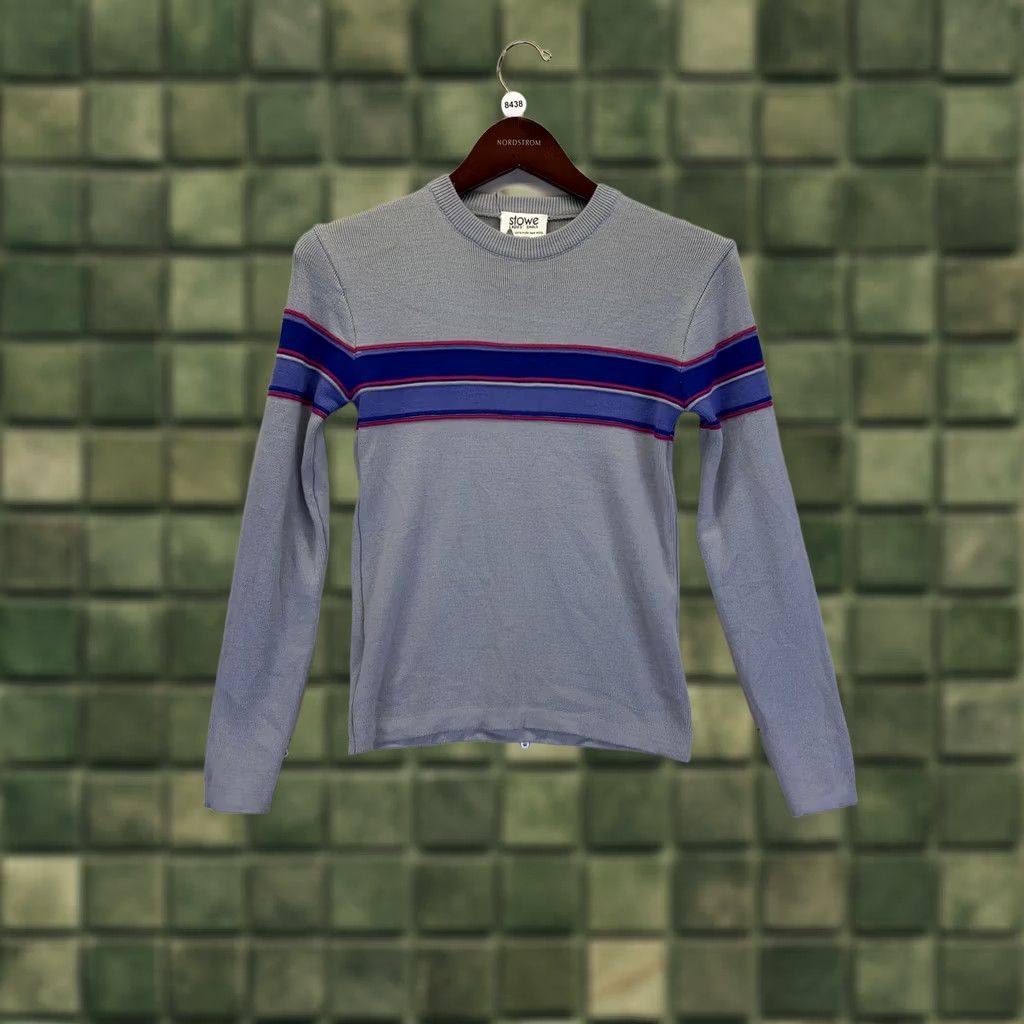 Vintage VINTAGE Stowe Shirt Ladies Small 1980s Wool Knit Sweater Top Gray Blue Womens Size S / US 4 / IT 40 - 1 Thumbnail