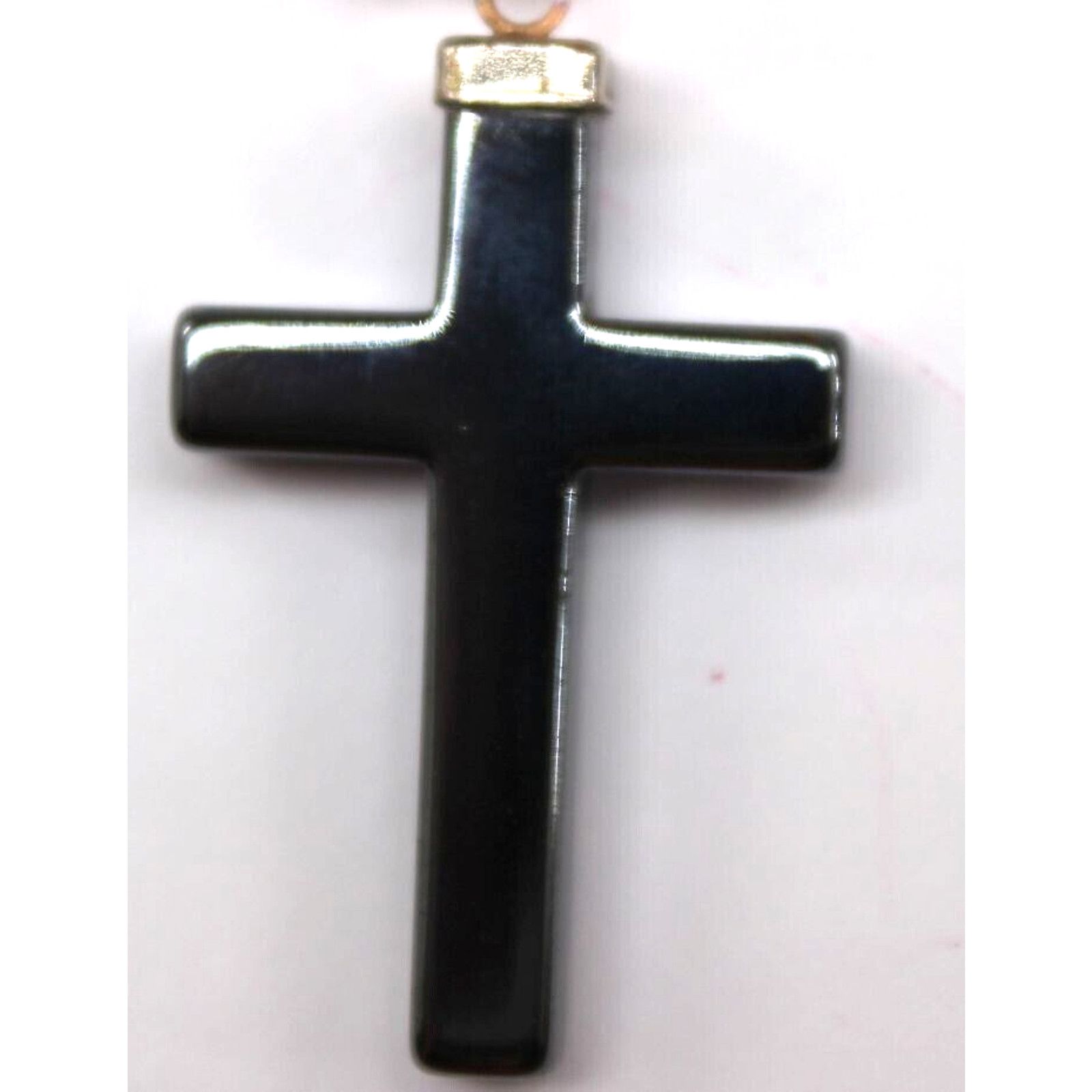 Other Hematite Cross Necklace Pendant Blue Rhinestone 16" Chain Size ONE SIZE - 3 Thumbnail