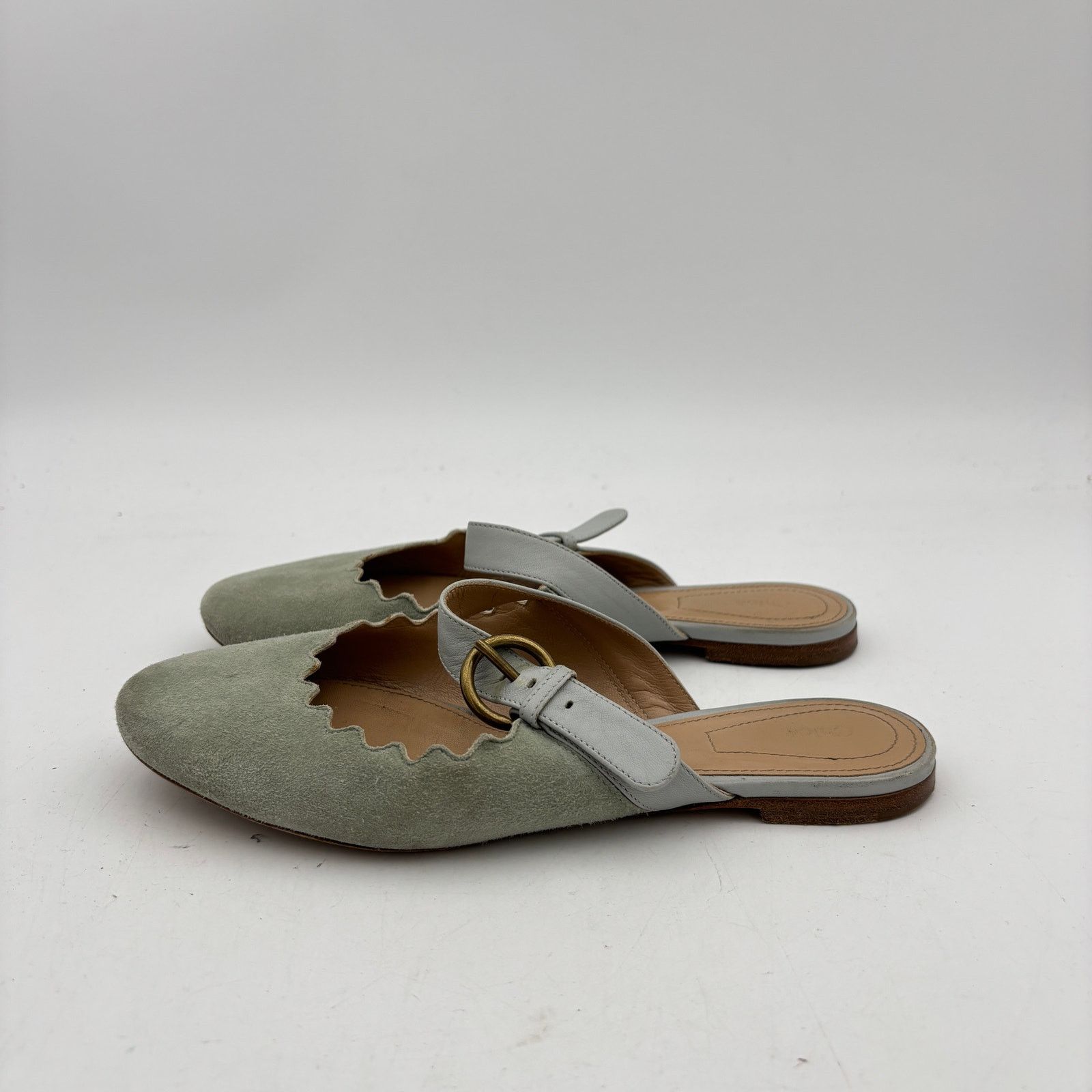 Chloe Chloe Lauren Mules Scalloped Suede Mary Jane Flats 36 US 6 Size US 6 / IT 36 - 5 Thumbnail