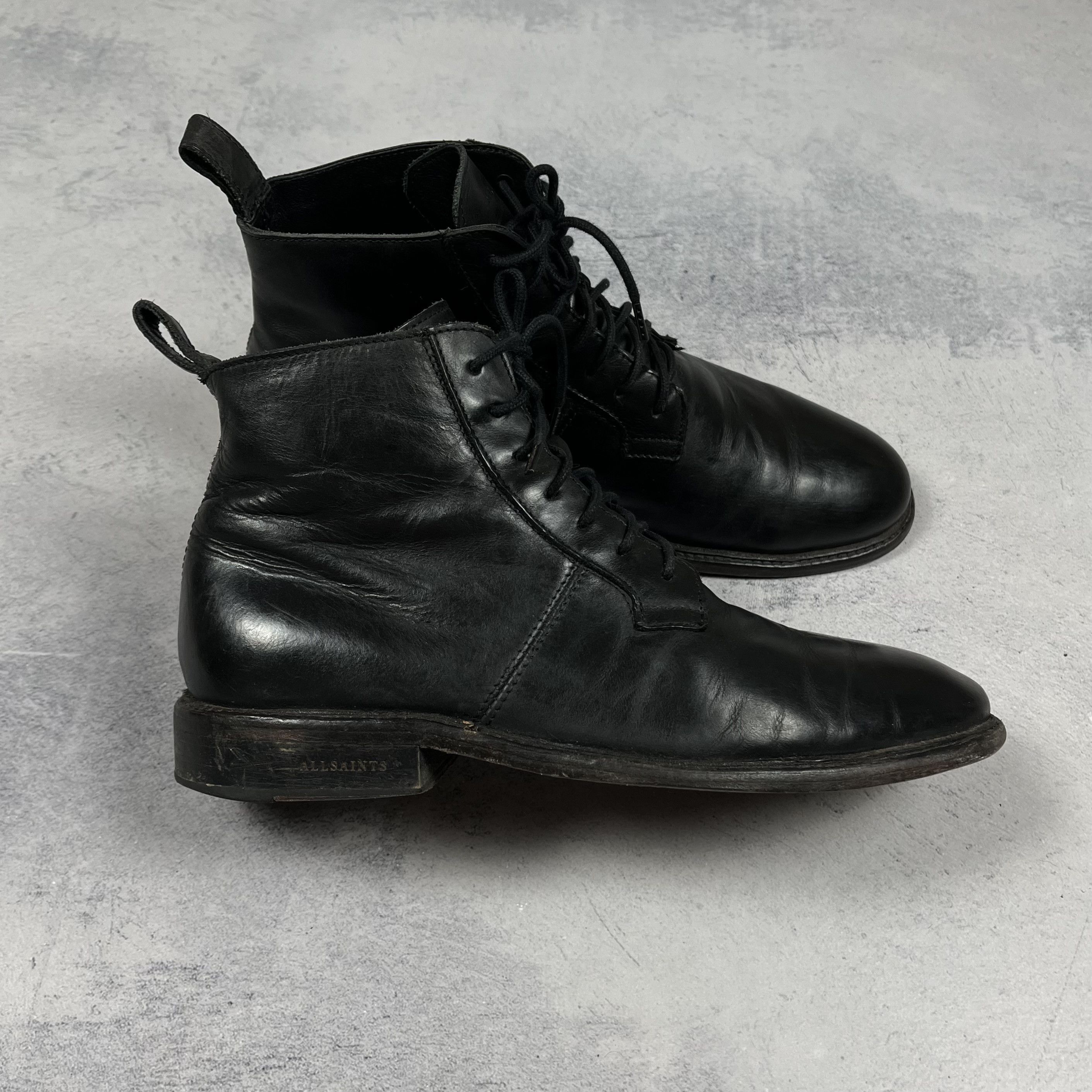 Allsaints Designer AllSaints Lace-Up Black Leather Boots Size US 8 / EU 41 - 5 Thumbnail