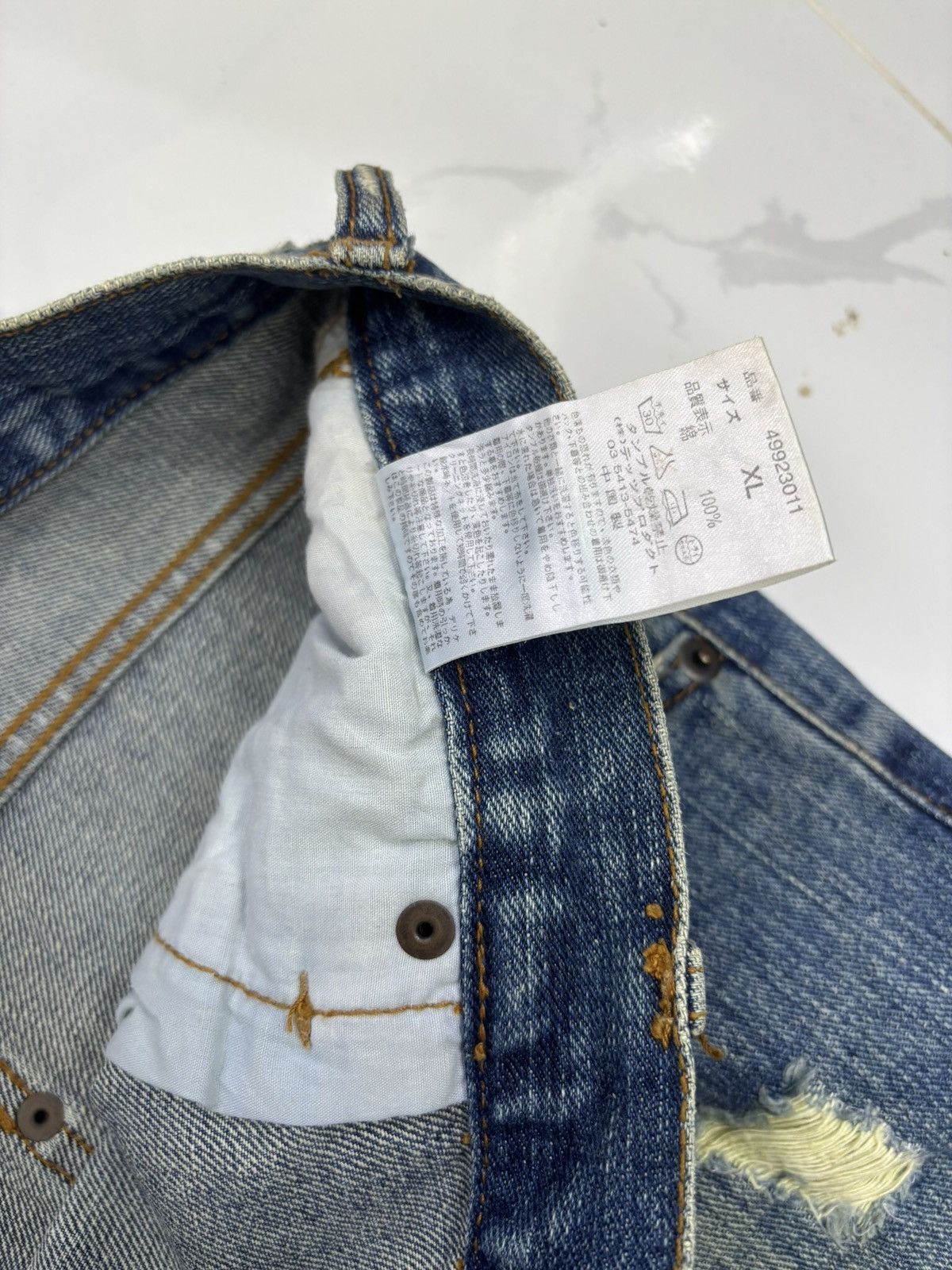 Helmut Lang RARE🔥EXHIBITIONIST PATCHWORK DISTRESSED DENIM JEANS Size US 34 / EU 50 - 12 Thumbnail