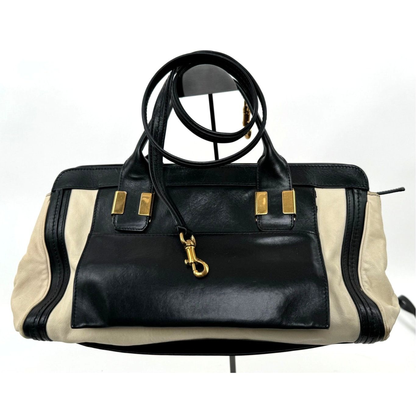 Chloe Chloe Black Cream Leather Colorblock Weekender Two Way Bag Size ONE SIZE - 1 Thumbnail