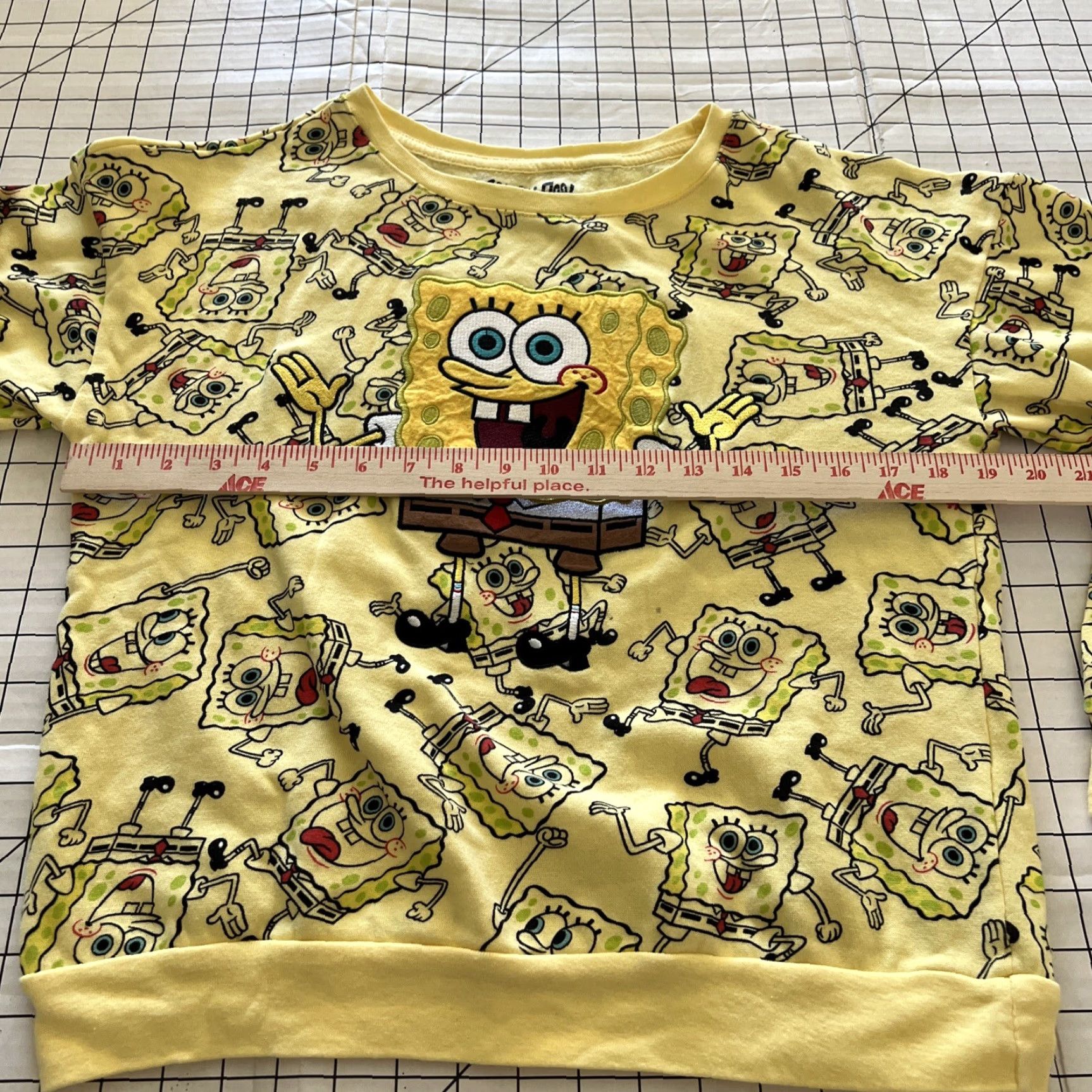 Vintage Scooby Doo Bob Square Pants All Over Print Long Sleeve Shirt Womens Small Yellow Embroidered Cartoon Crew Neck Pullover Cotton Blend Regular Size S Size S / US 4 / IT 40 - 5 Thumbnail