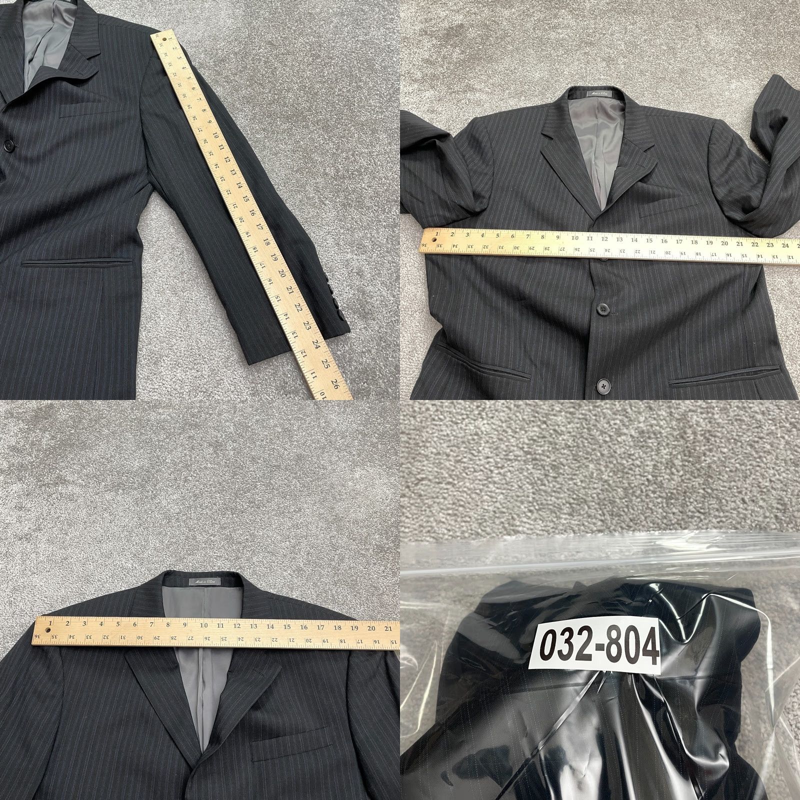 Oscar De La Renta Oscar de la Renta Blazer Men 42R Black Striped Wool Business Jacket Size 42R - 8 Thumbnail