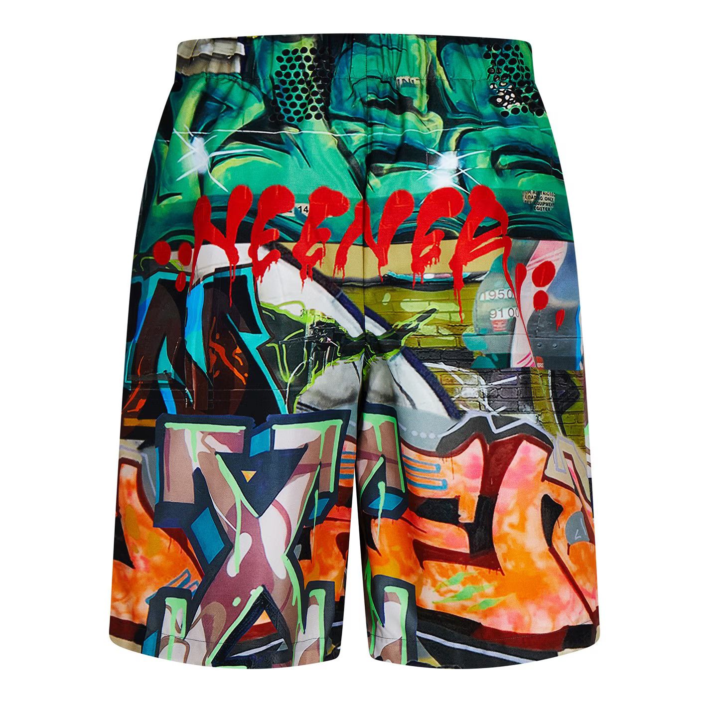 Off-White o1g2r1mq0326 Graffiti All Over Print Bermuda Shorts Size US 34 / EU 50 - 2 Thumbnail