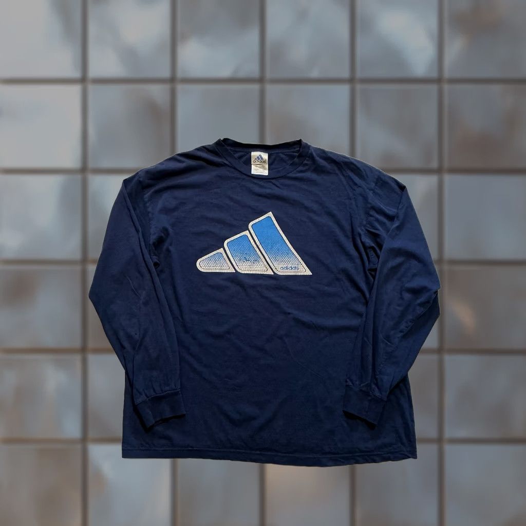 Adidas VINTAGE Adidas Classic Center Logo Blue L/S Graphic T-Shirt XL Mens 90s 2000s Size US XL / EU 56 / 4 - 1 Thumbnail