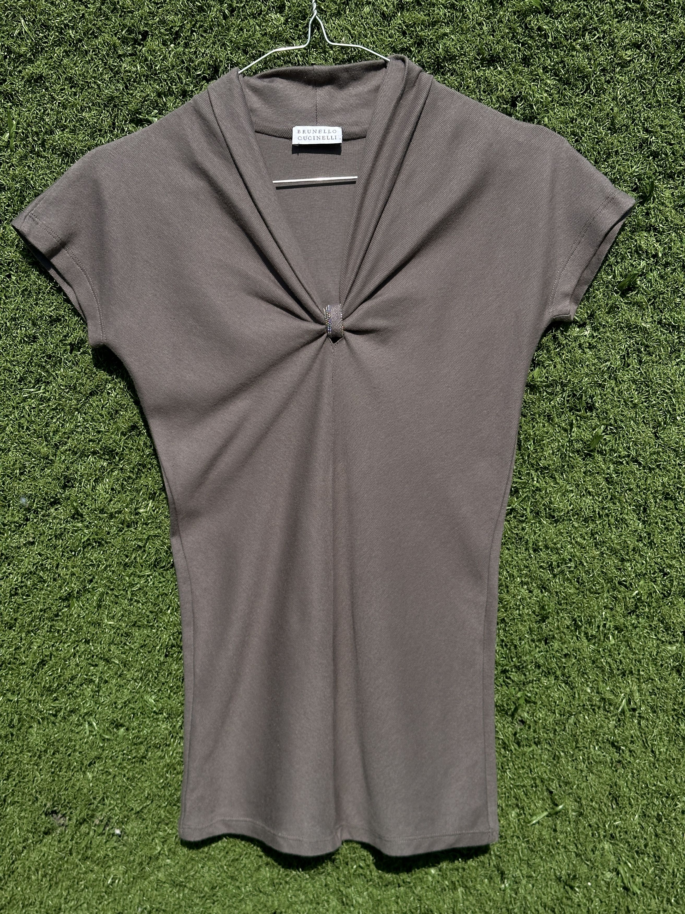 Brunello Cucinelli Brunello Cucinelli Taupe Gray Draped Knit One Piece XS Xxs Size XS / US 0-2 / IT 36-38 - 2 Thumbnail