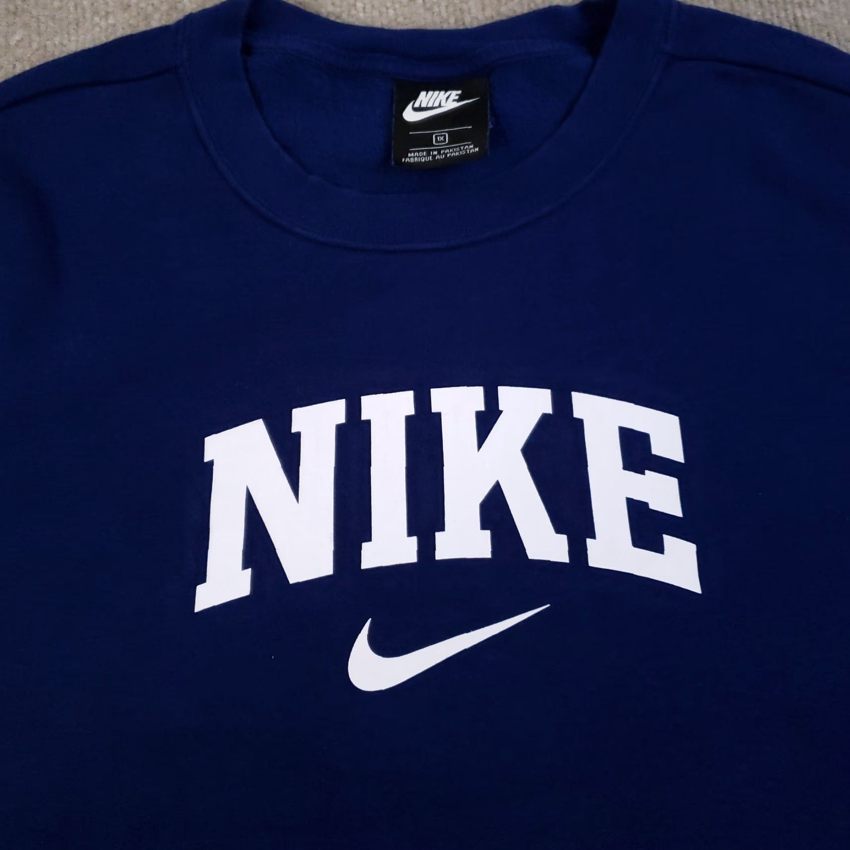 Nike Nike Sweatshirt Mens 1X Blue Crewneck Pullover Logo CJ7268-492 Sportswear Graphic Print Fleece Cotton Rayon Polyester Spandex Swoosh Light Weight Size XL / US 12-14 / IT 48-50 - 6 Thumbnail