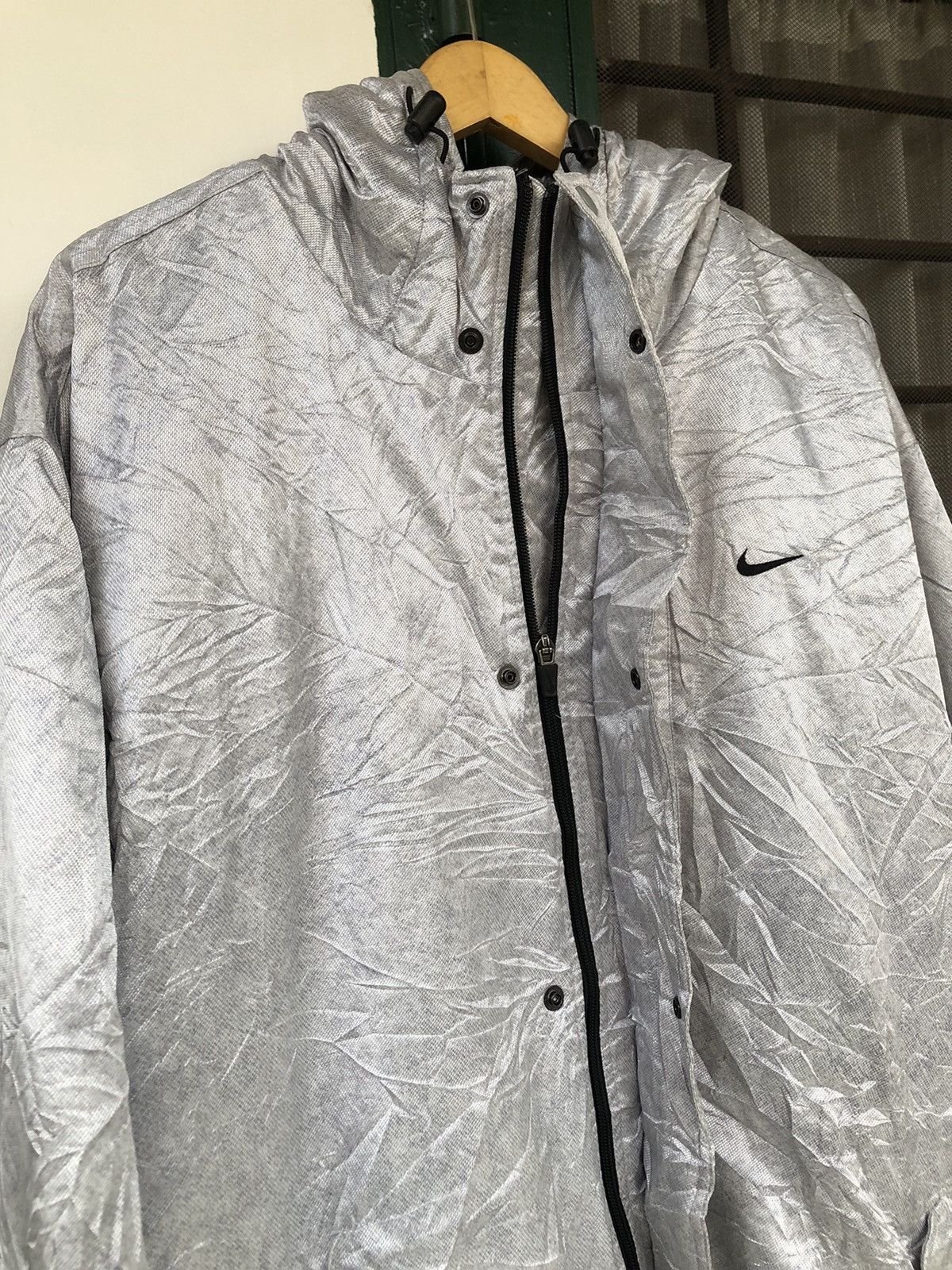 Nike × Vintage Vintage Nike Silver Long Coat Fleece Jacket Size US XL / EU 56 / 4 - 8 Thumbnail