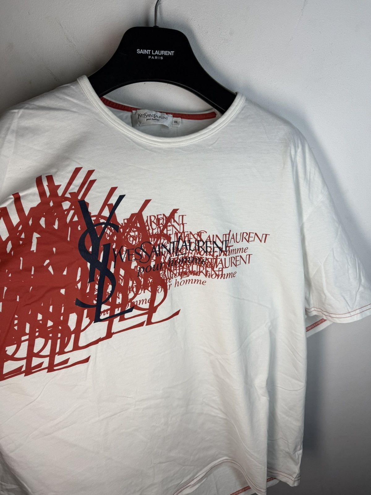 Yves Saint Laurent White YSL T-shirt Big Logo Size US XL / EU 56 / 4 - 8 Thumbnail
