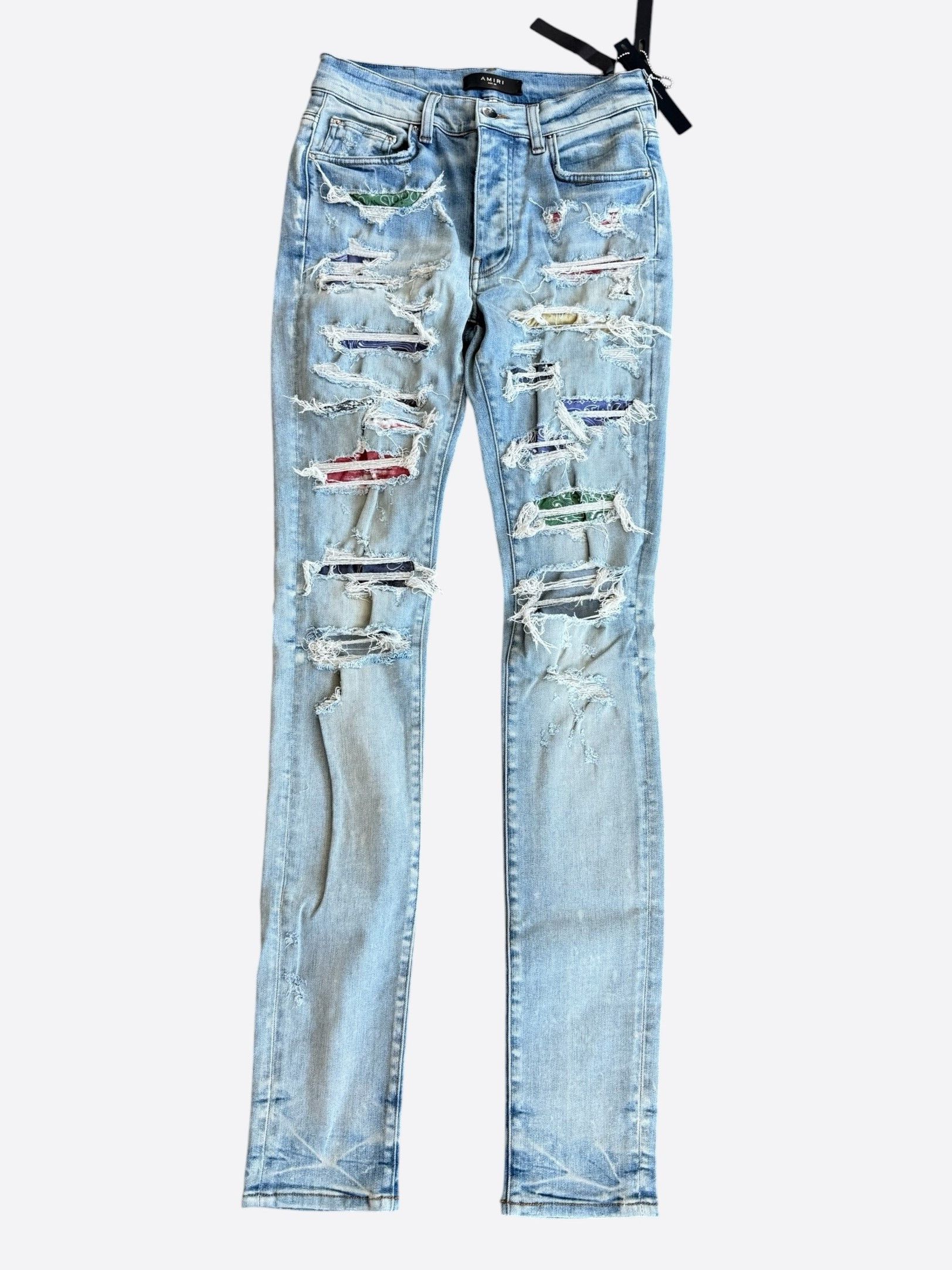 Amiri Amiri Clay Indigo Multicolor Bandana Patch Thrasher Jeans Size US 30 / EU 46 - 1 Thumbnail