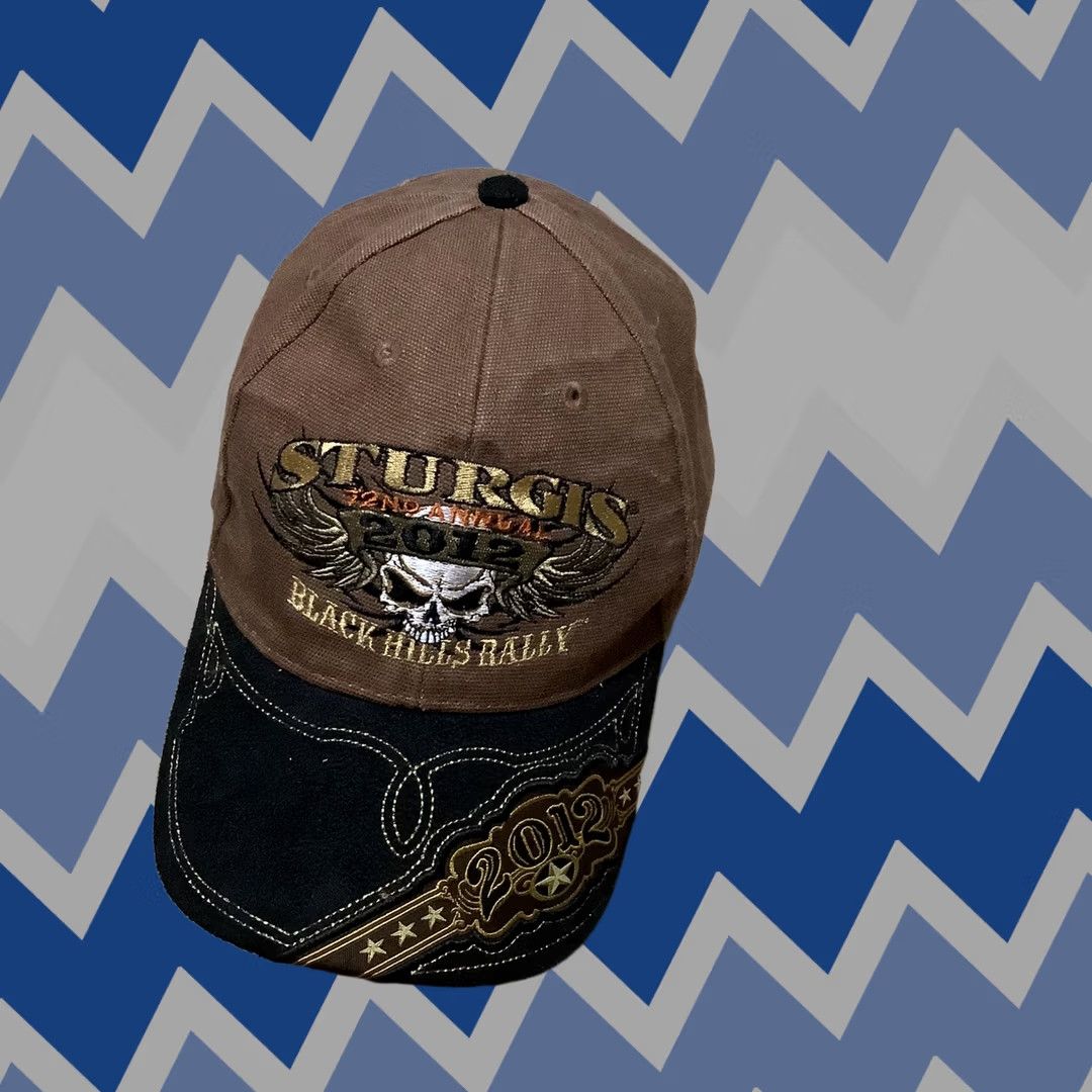 Vintage VINTAGE Sturgis Hat Black Hills Rally Classic Cap 72nd Annual Skull Wings Baseball Cap Adjustable Men One Size Cotton Canvas Brown Size ONE SIZE - 1 Thumbnail
