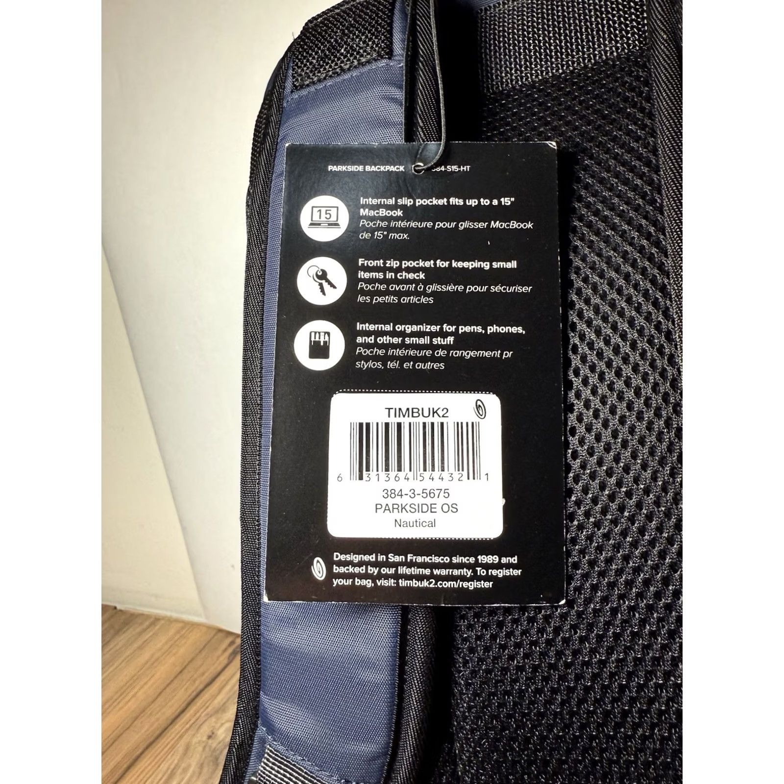 Vintage Timbuk2 Backpack Parkside Logo Blue NWT Laptop School Bag Canvas Men Navy Nautical With Tags Size ONE SIZE - 6 Thumbnail