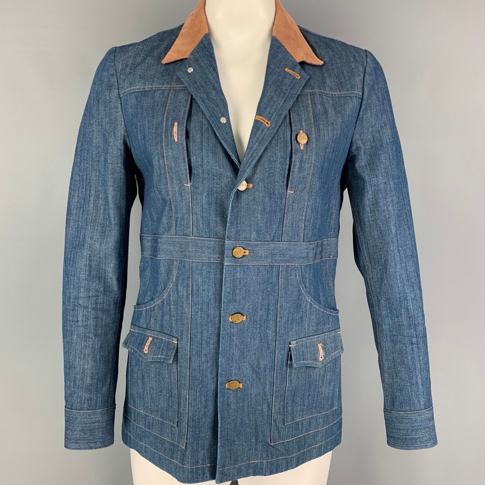 AMERICAN HIGHWAY Size M Contrast Stitch Cotton Denim Jacket