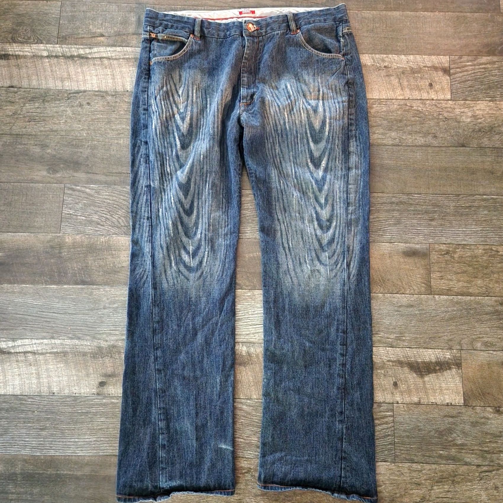 Twisted X Ciano Farmer Jeans Selvedge Denim Twisted Seam Mens 42x35 Loose Fit Multicolor Woodgrain Denim Jeans Mens Waist 42 Inseam 35 Regular Relaxed Size US 42 / EU 58 - 7 Thumbnail