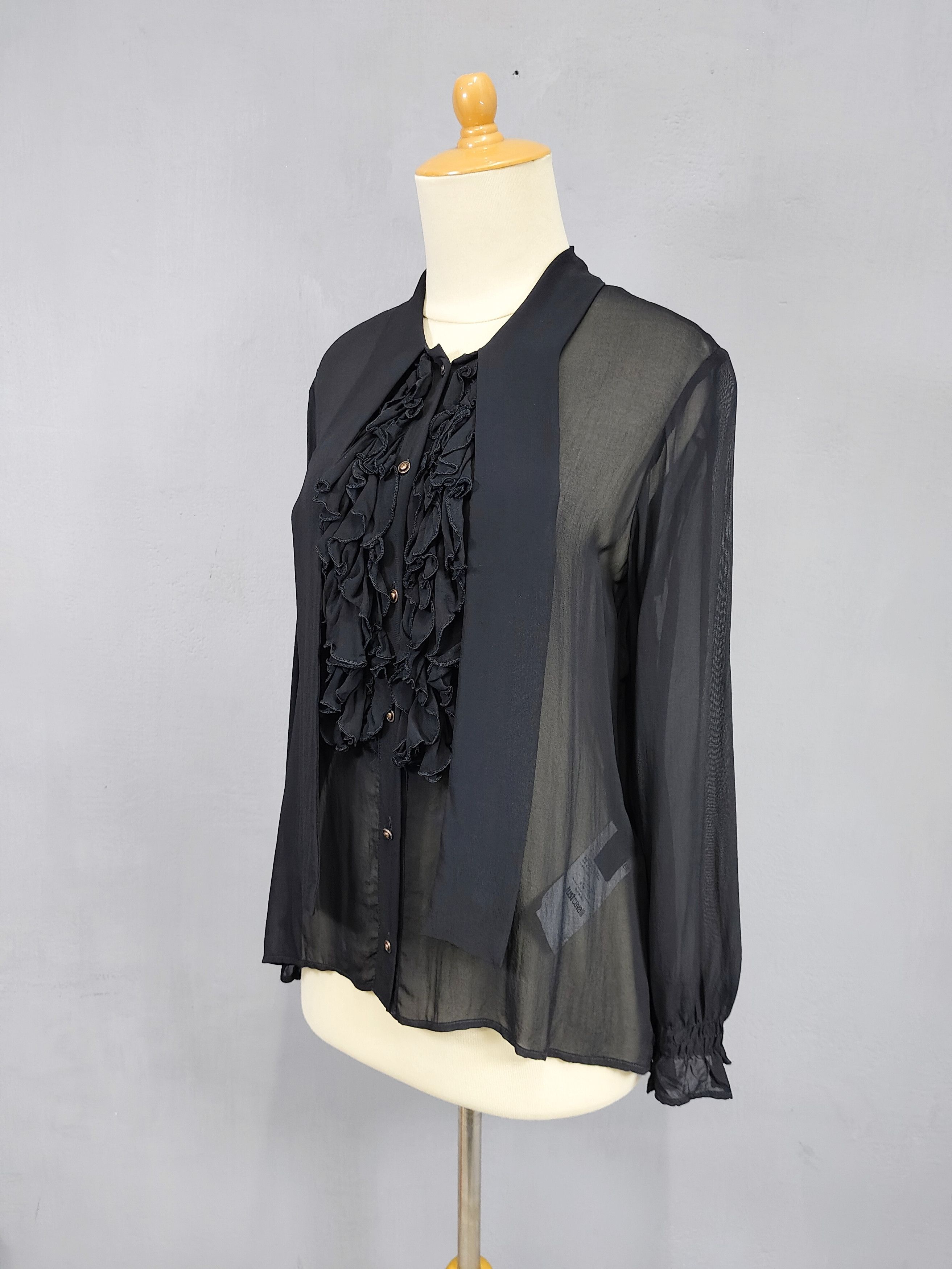Just Cavalli Just Cavalli- Frill Romantic Sheer Ruffle Gothic Blouses Size L / US 10 / IT 46 - 8 Thumbnail