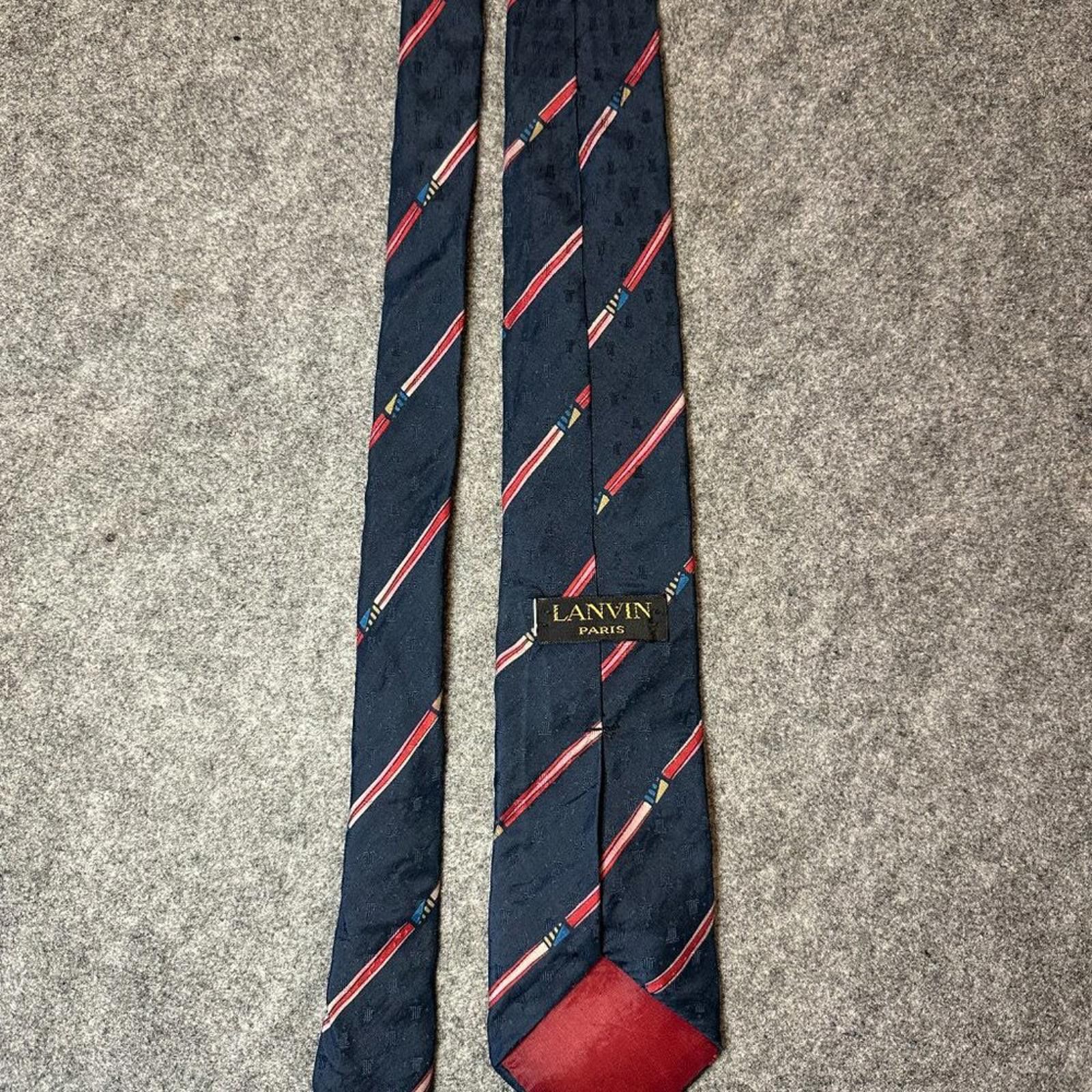 Lanvin Vintage Lanvin Paris Men’s Silk Tie – Navy with Red Stripe Size ONE SIZE - 5 Thumbnail