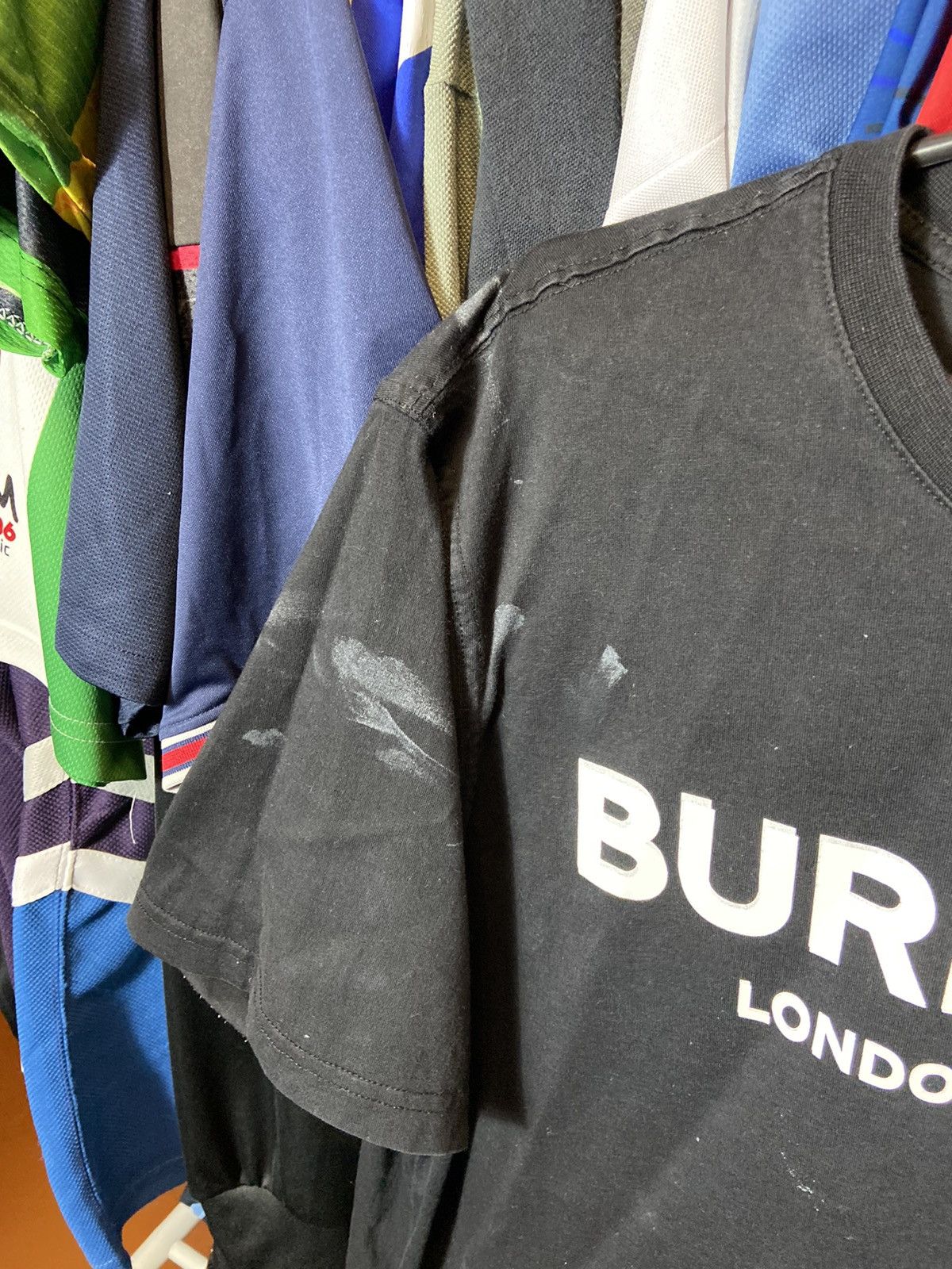 Burberry × Vintage BURBERRY LONDON CENTRE LOGO THRASHED STYLE COTTON T-SHIRT Size US XL / EU 56 / 4 - 3 Thumbnail