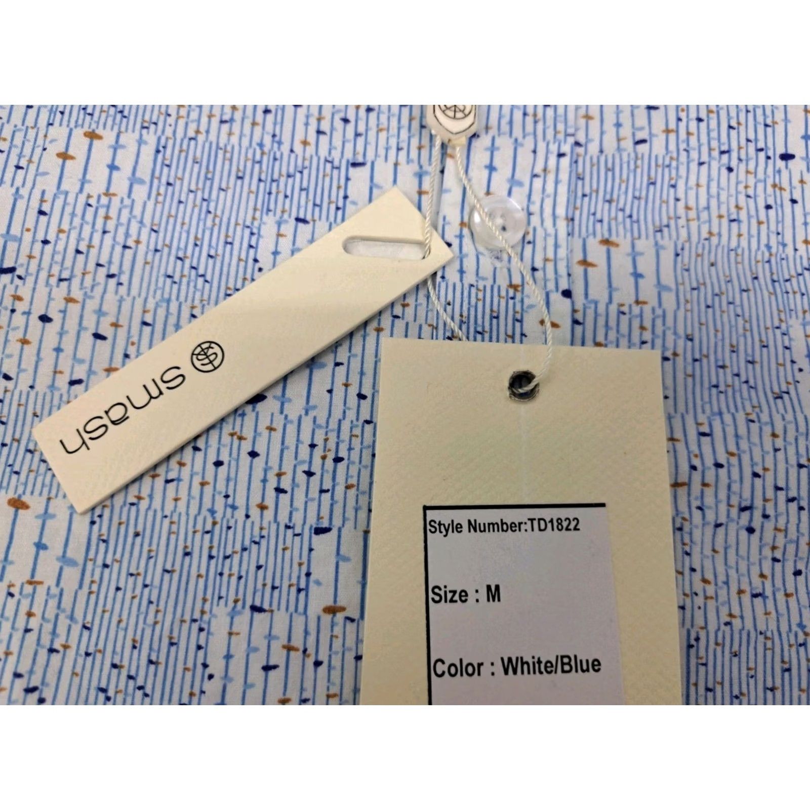 Vintage Smash Shirt Mens Medium Blue/White Short Sleeve Button Up NWT #7001 Size US M / EU 48-50 / 2 - 4 Thumbnail