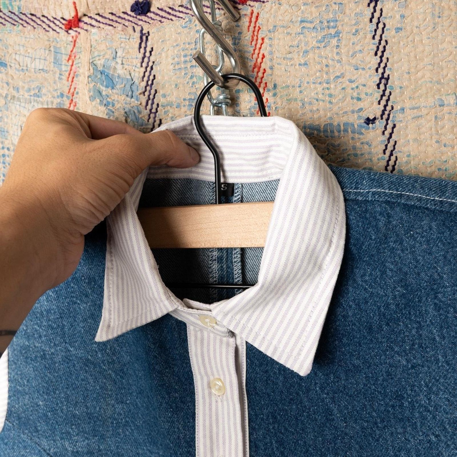 Other Custom reworked denim patchwork shirt / Hybrid Polo Top Size S / US 4 / IT 40 - 6 Thumbnail