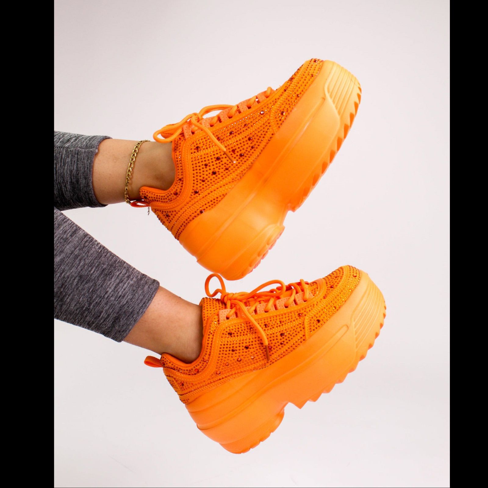 Other Ultra Cush Orange Rhinestone Platform Sneakers (US Shoe Size Size US 9 / IT 39 - 4 Thumbnail