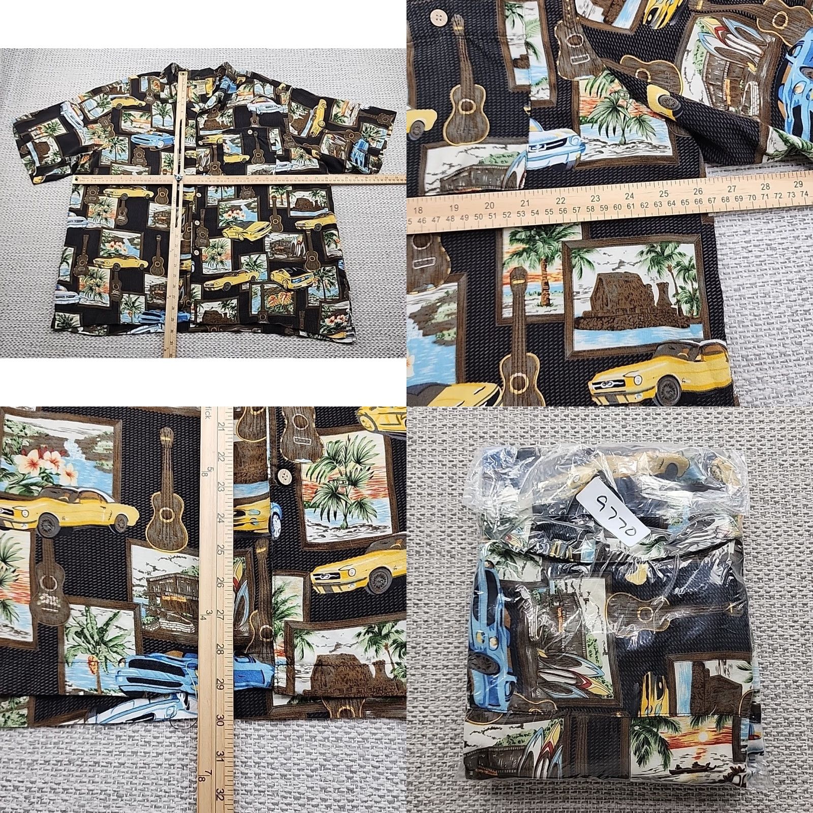 Vintage VINTAGE Islander Hawaiian Shirt Mens 2XL Button Up Palm Guitars Cars 100% Rayon Size US XXL / EU 58 / 5 - 8 Thumbnail