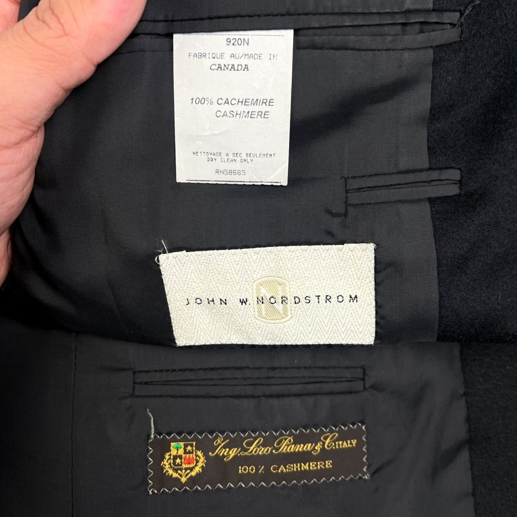 Nordstrom John W Nordstrom Loro Piana 100% Cashmere Blazer Sport Coat 48L Black Jacket Mens Size 48R - 4 Thumbnail