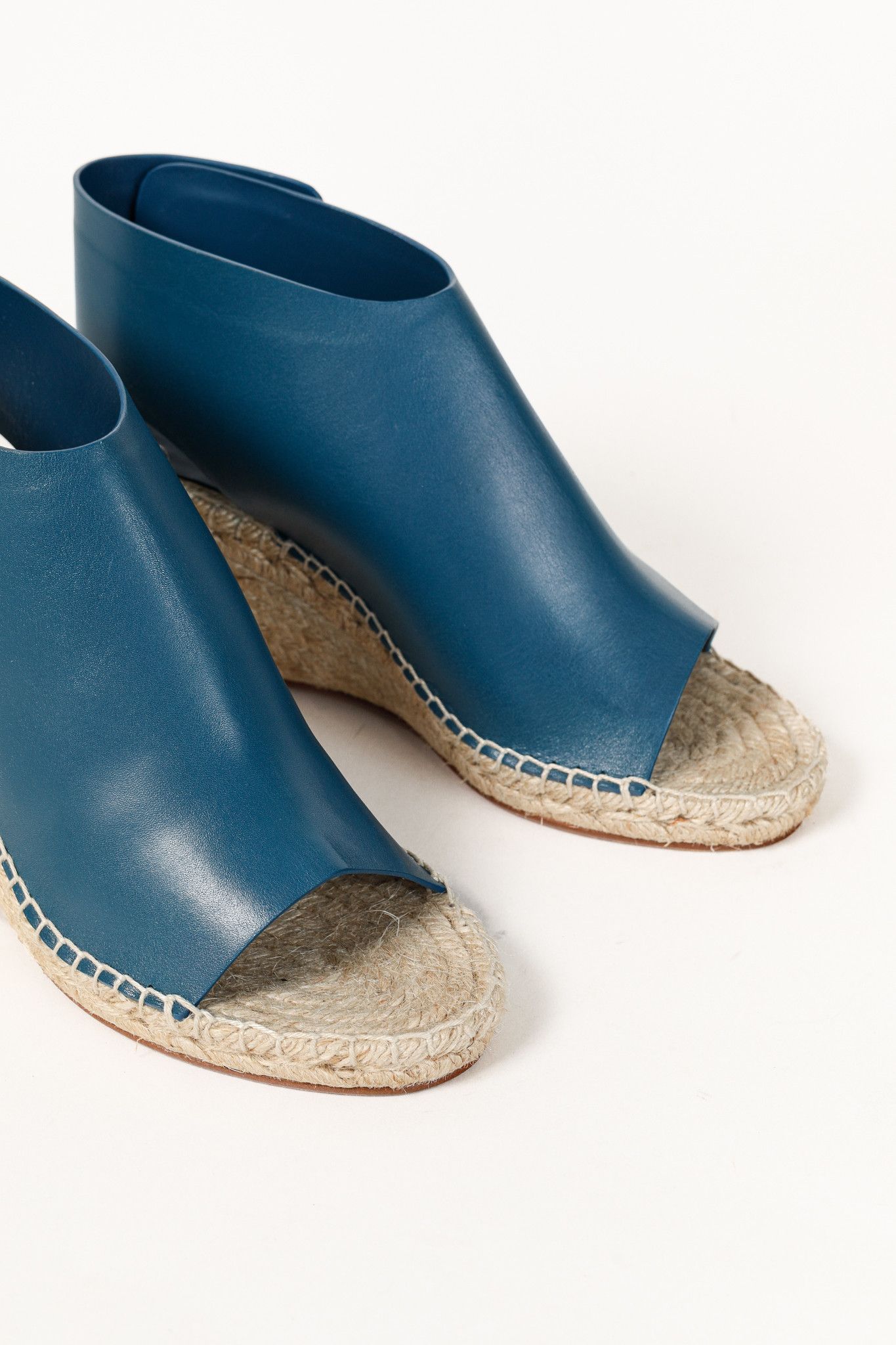 Celine Celine Blue Leather Wedge Espadrilles Size US 7.5 / IT 37.5 - 6 Thumbnail