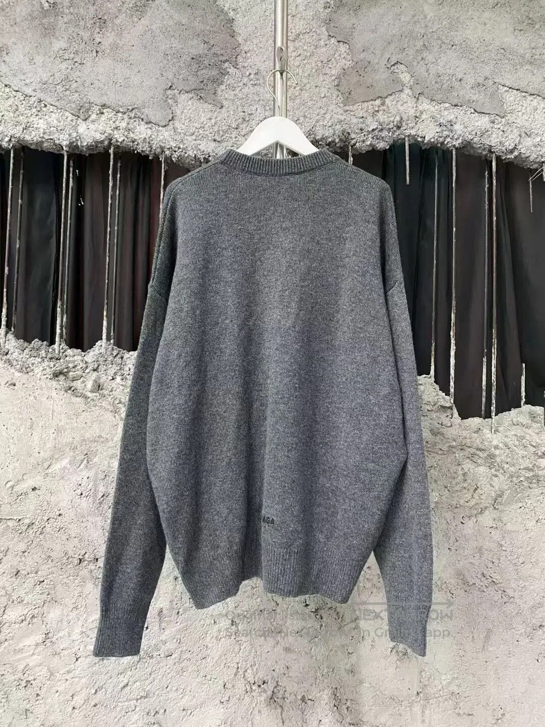 Balenciaga gray embroidered logo sweater by Balenciaga. Size US XS / EU 42 / 0 - 1 Thumbnail