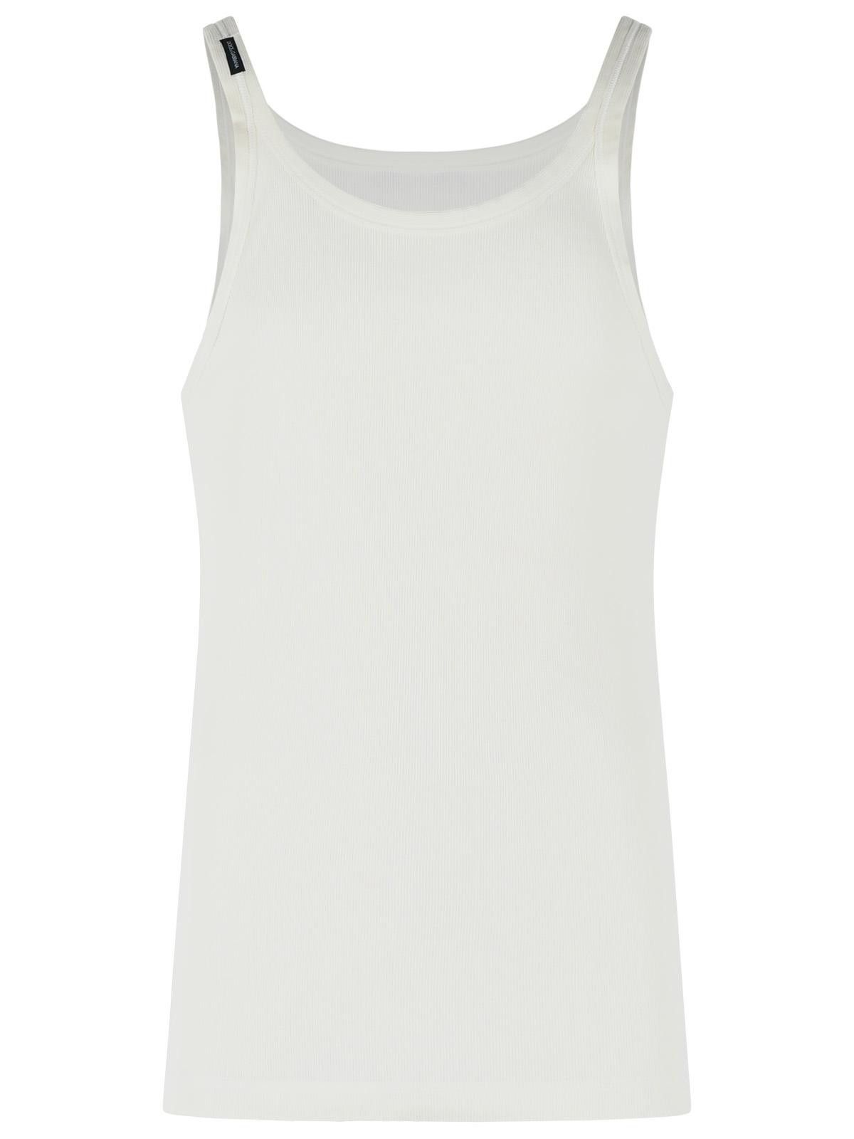 Dolce & Gabbana DOLCE & GABBANA Ivory Cotton Tank Top Size US L / EU 52-54 / 3 - 1 Thumbnail