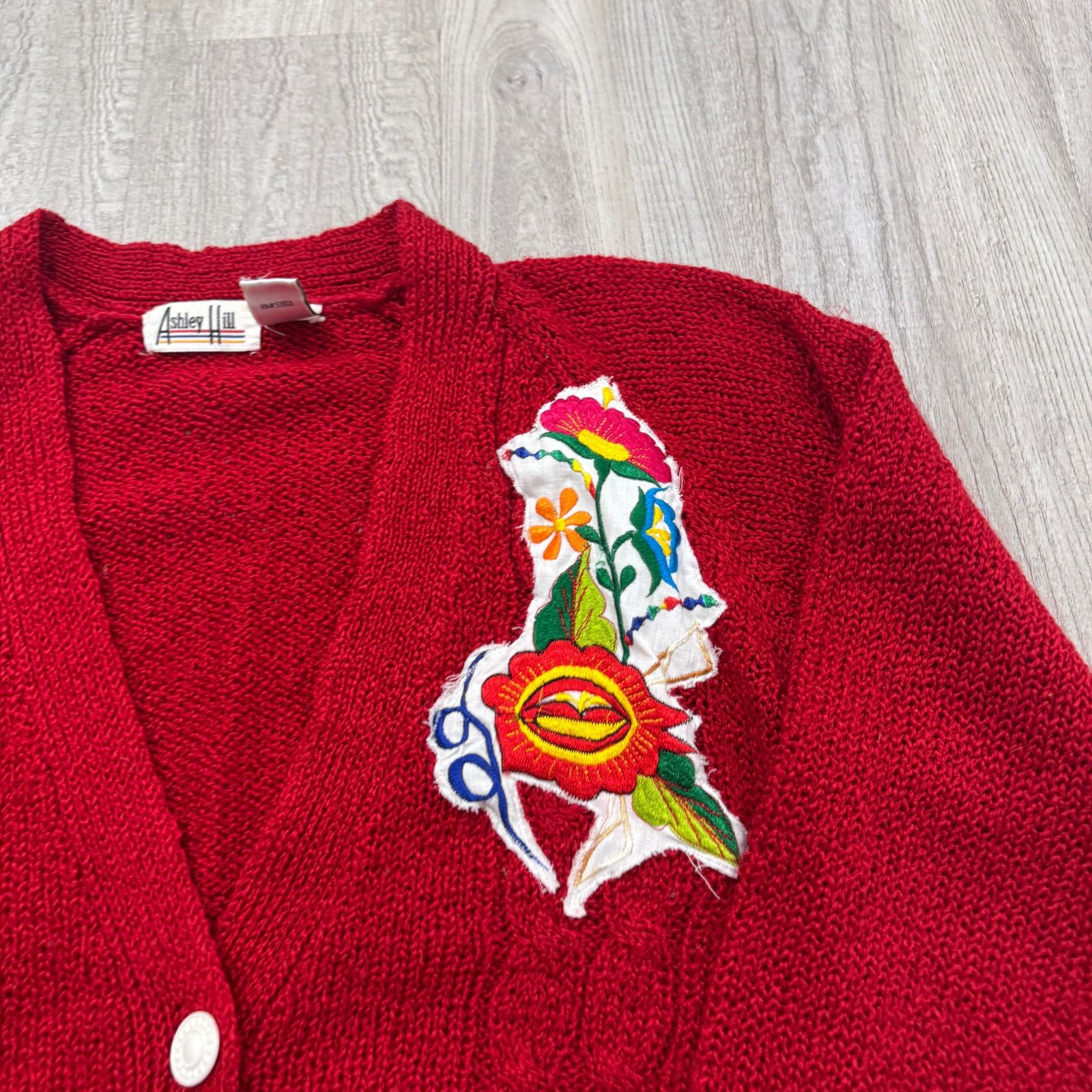 Vintage Vintage Ashley Hill Cardigan Sweater Women's Small Red Knit Size S / US 4 / IT 40 - 3 Thumbnail