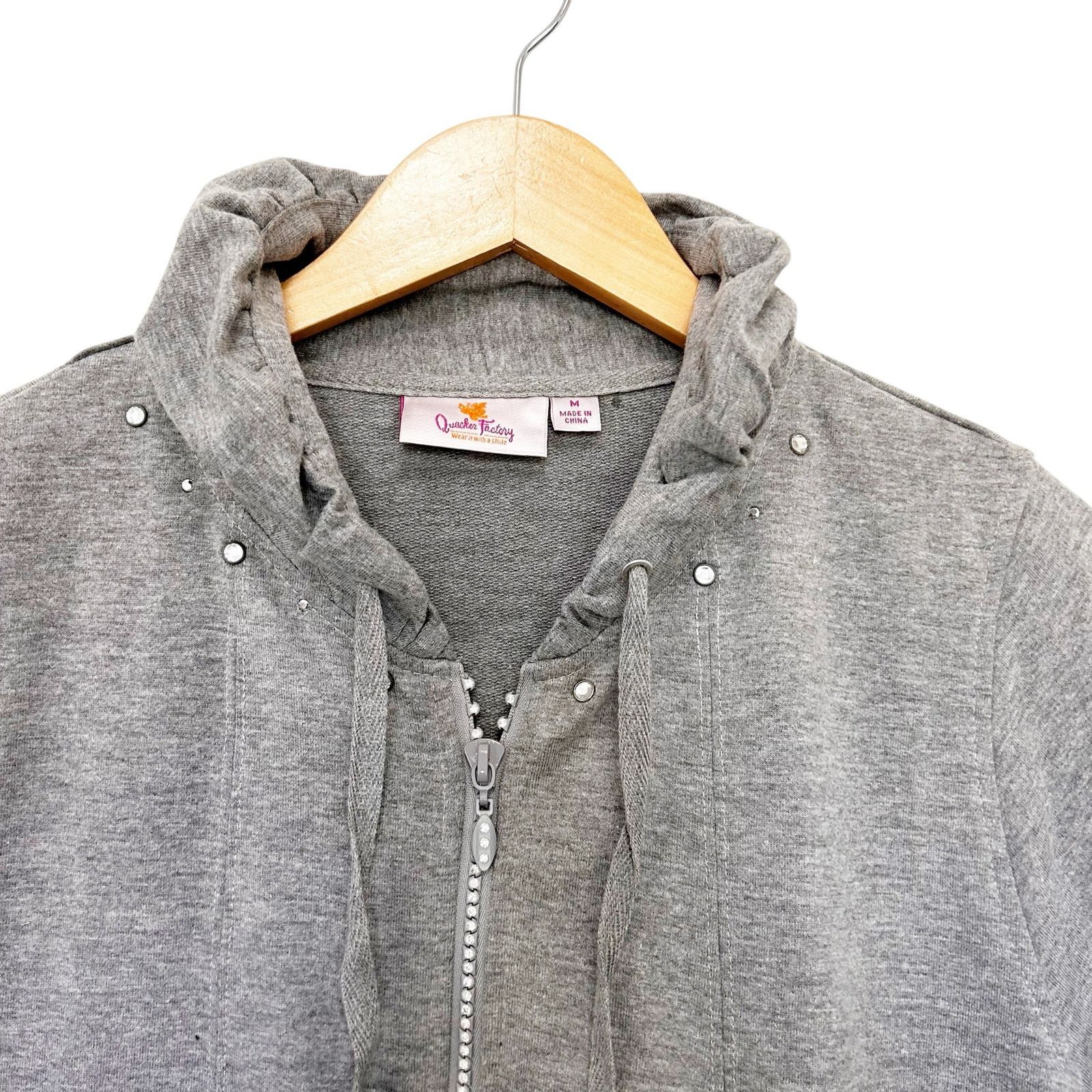 Other Quacker Factory Gray Gem Zipper Full Zip Sweater Sz M Size M / US 6-8 / IT 42-44 - 2 Thumbnail