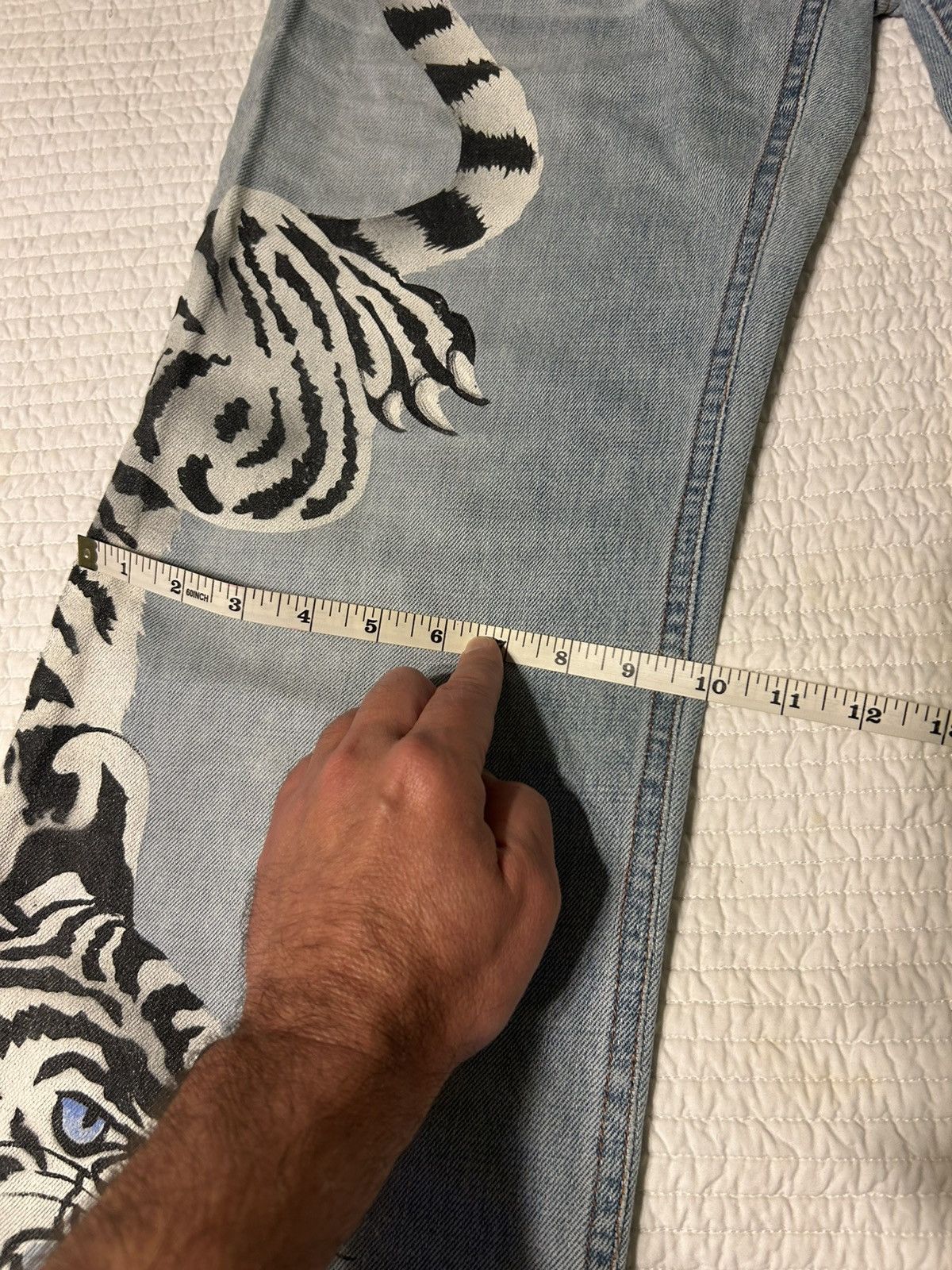 Roberto Cavalli ONE OF A KIND 2004 Runway Archive Hand Painted White Tiger Size US 29 - 14 Thumbnail