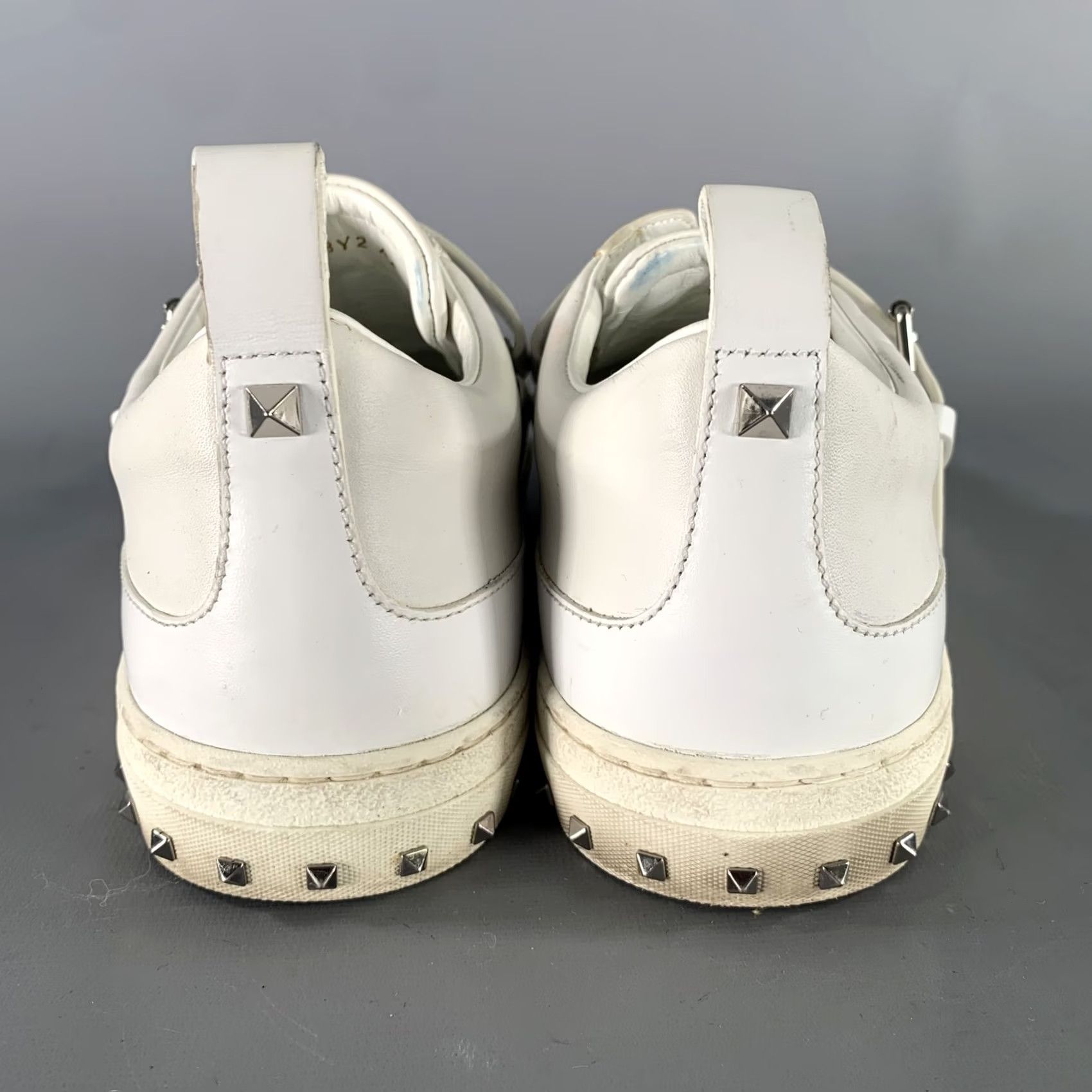 Valentino VALENTINO Leather Studded Strap Sneakers White Size 9 Size US 9 / EU 42 - 3 Thumbnail