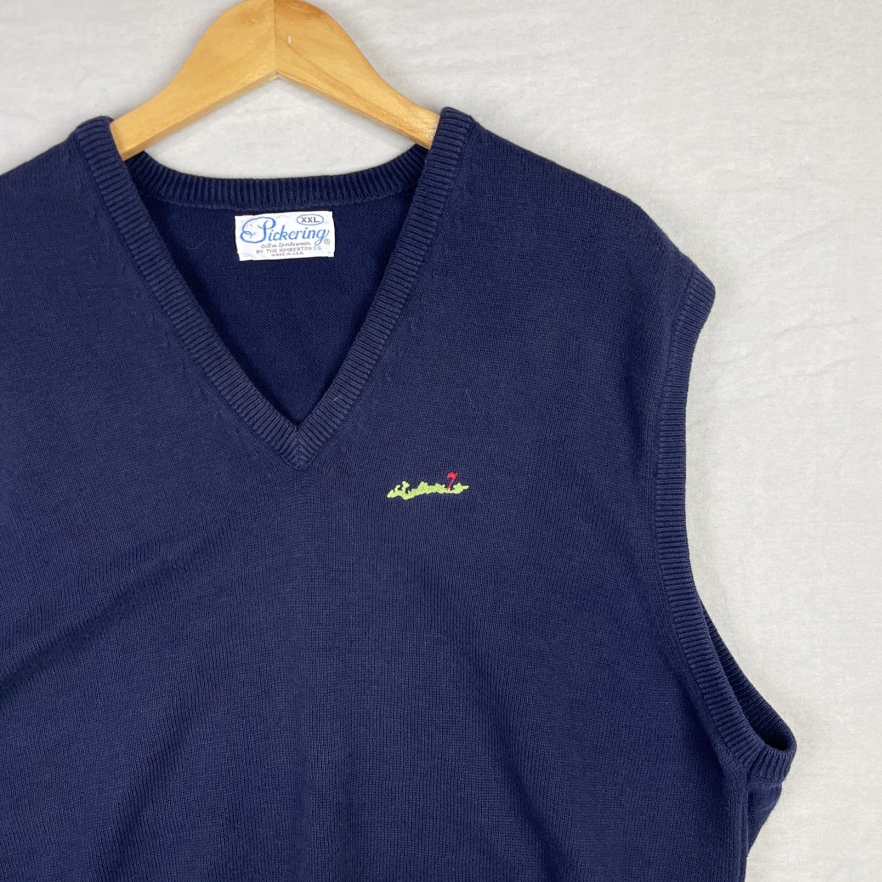 Vintage VINTAGE Pickering Navy Vest Sweater Mens 2XL Beac h Outdoor Golf Knit Embroidered Logo Size US XXL / EU 58 / 5 - 3 Thumbnail