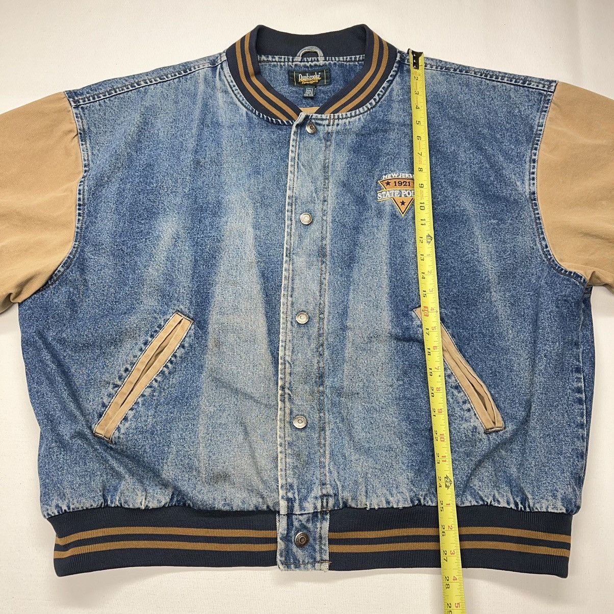 Dunbrooke × Vintage VTG Dunbrooke Denim Jacket Jersey State Police Jean Varsity Size US XXL / EU 58 / 5 - 23 Thumbnail