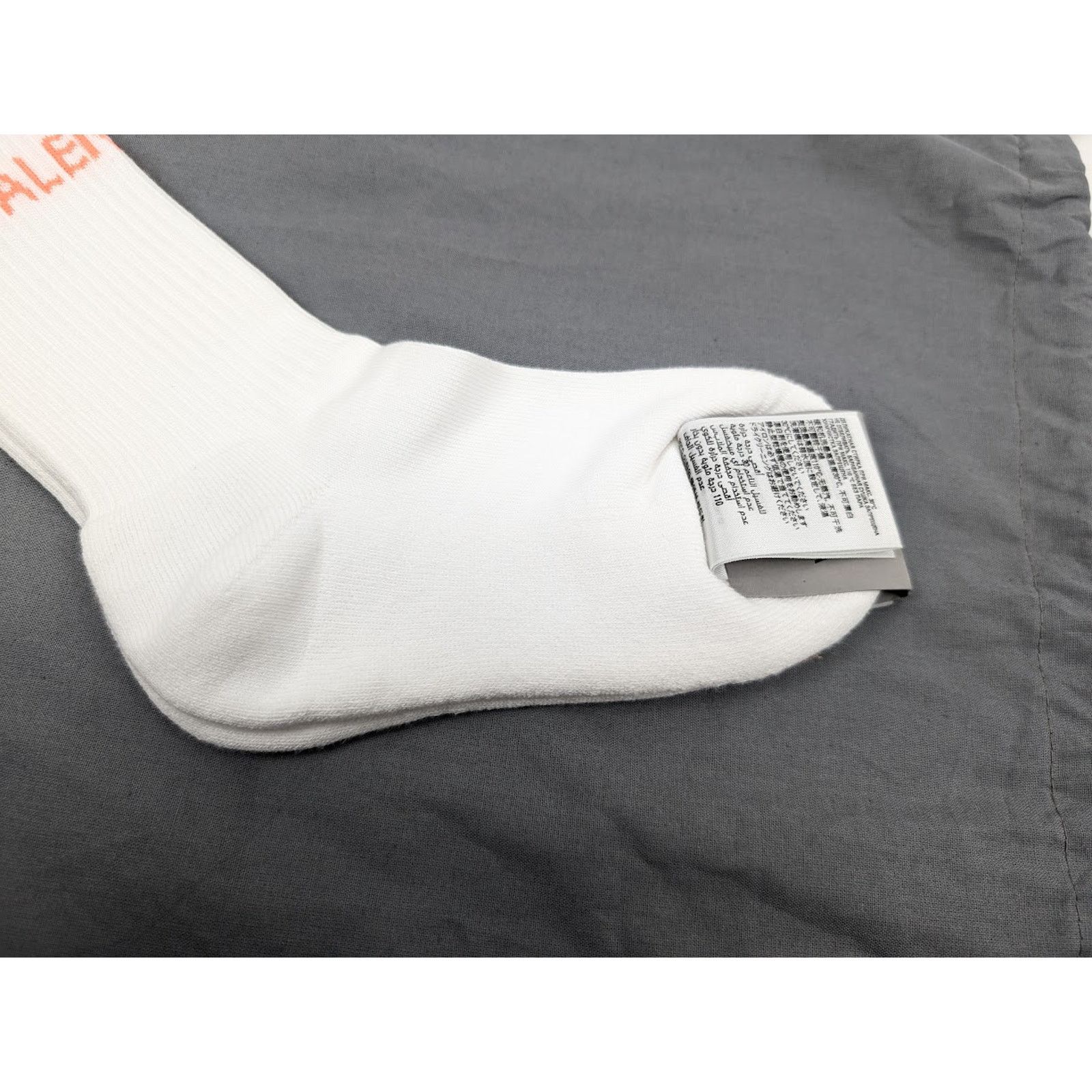 Balenciaga o1rshd1 Size: S / Tennis Cotton Socks in White/Orange Size ONE SIZE - 4 Thumbnail