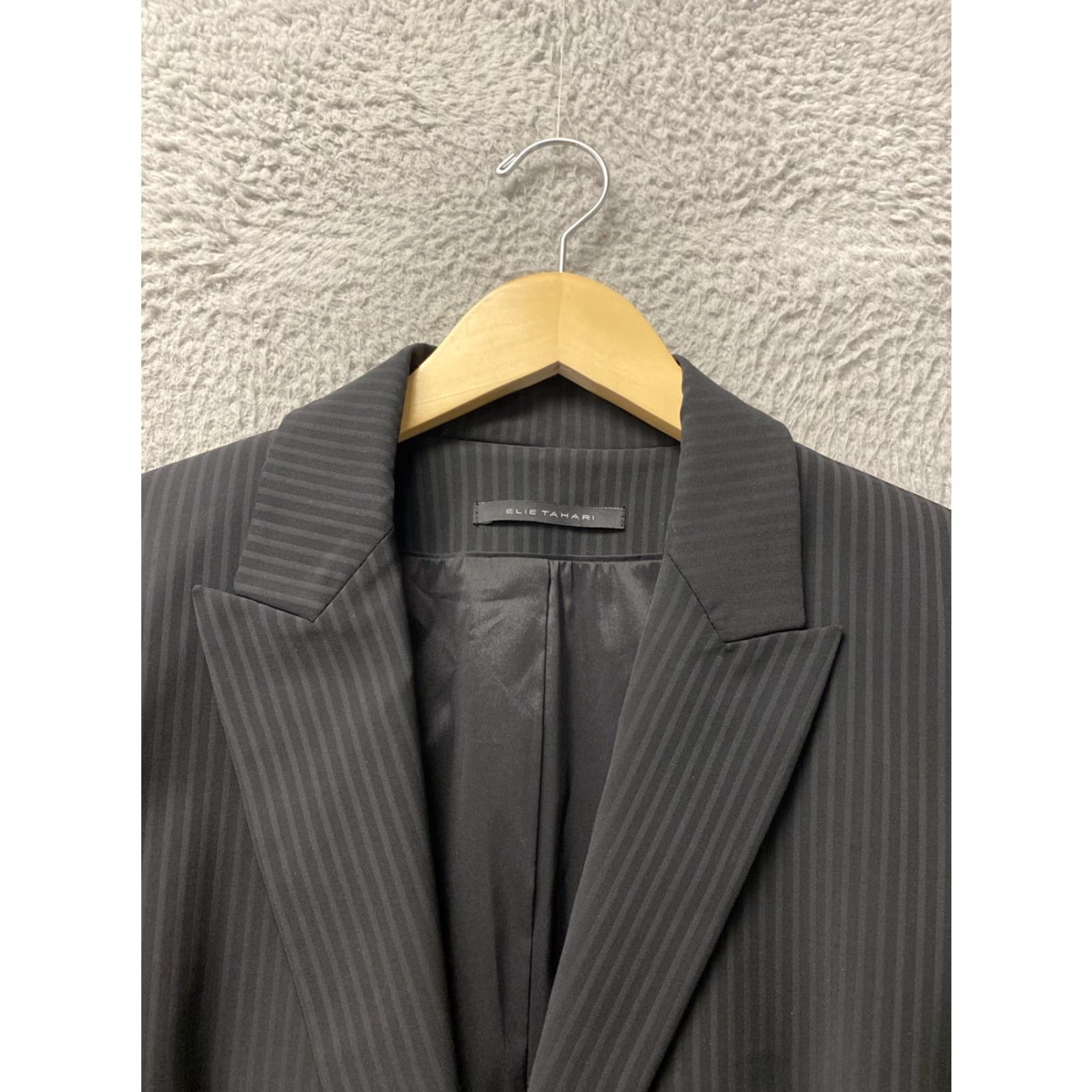 Vintage Tahari US 6 Blazer Woman's Black Striped Linen? Size M / US 6-8 / IT 42-44 - 4 Thumbnail