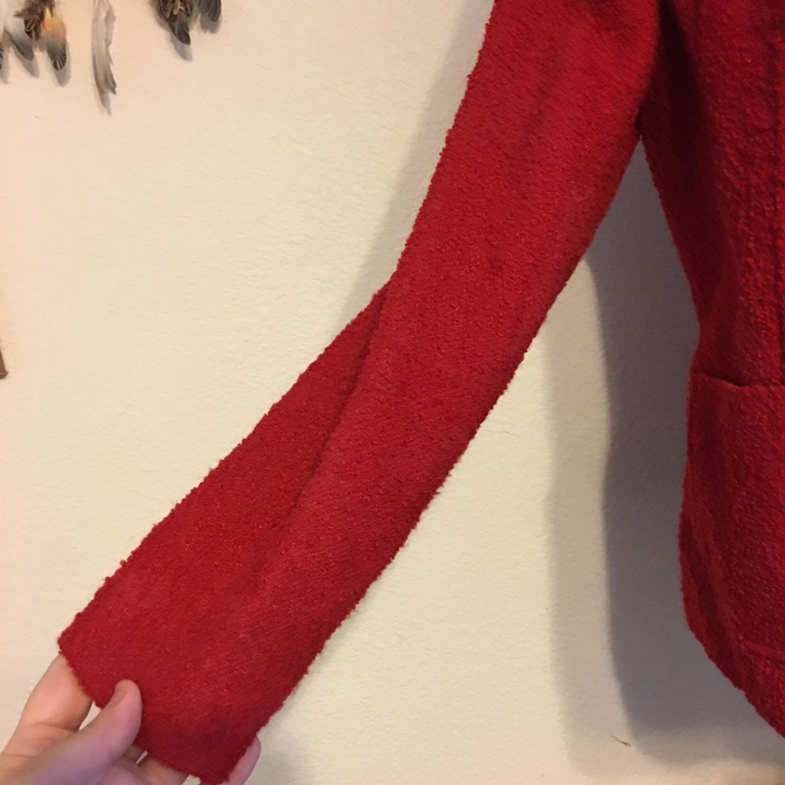 Designer Charter Club red textured wool blend jacket 10 Size L / US 10 / IT 46 - 3 Thumbnail