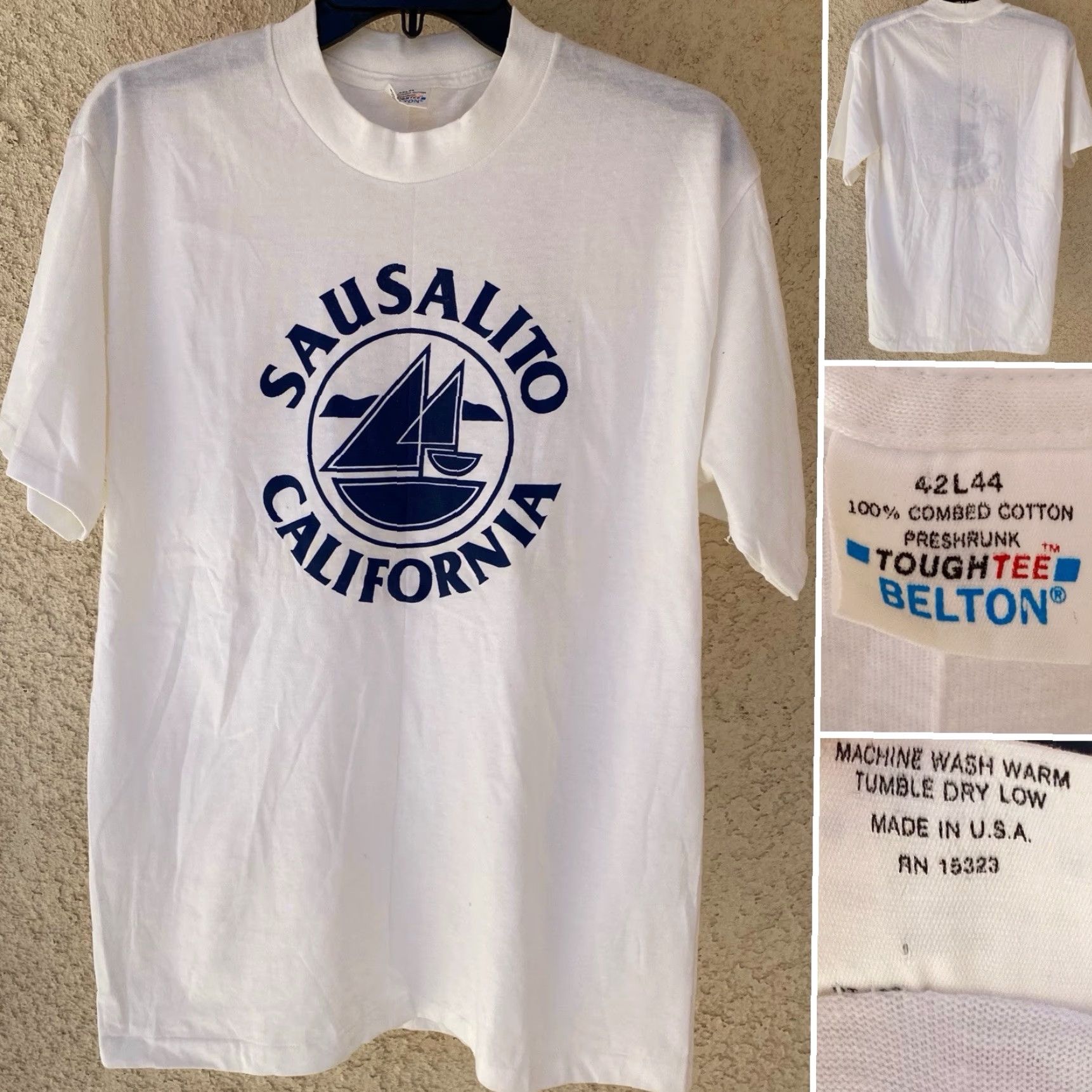 Vintage VINTAGE Belton California T Shirt Sailboat Graphic Tee Shirt L White Men Size US L / EU 52-54 / 3 - 7 Thumbnail