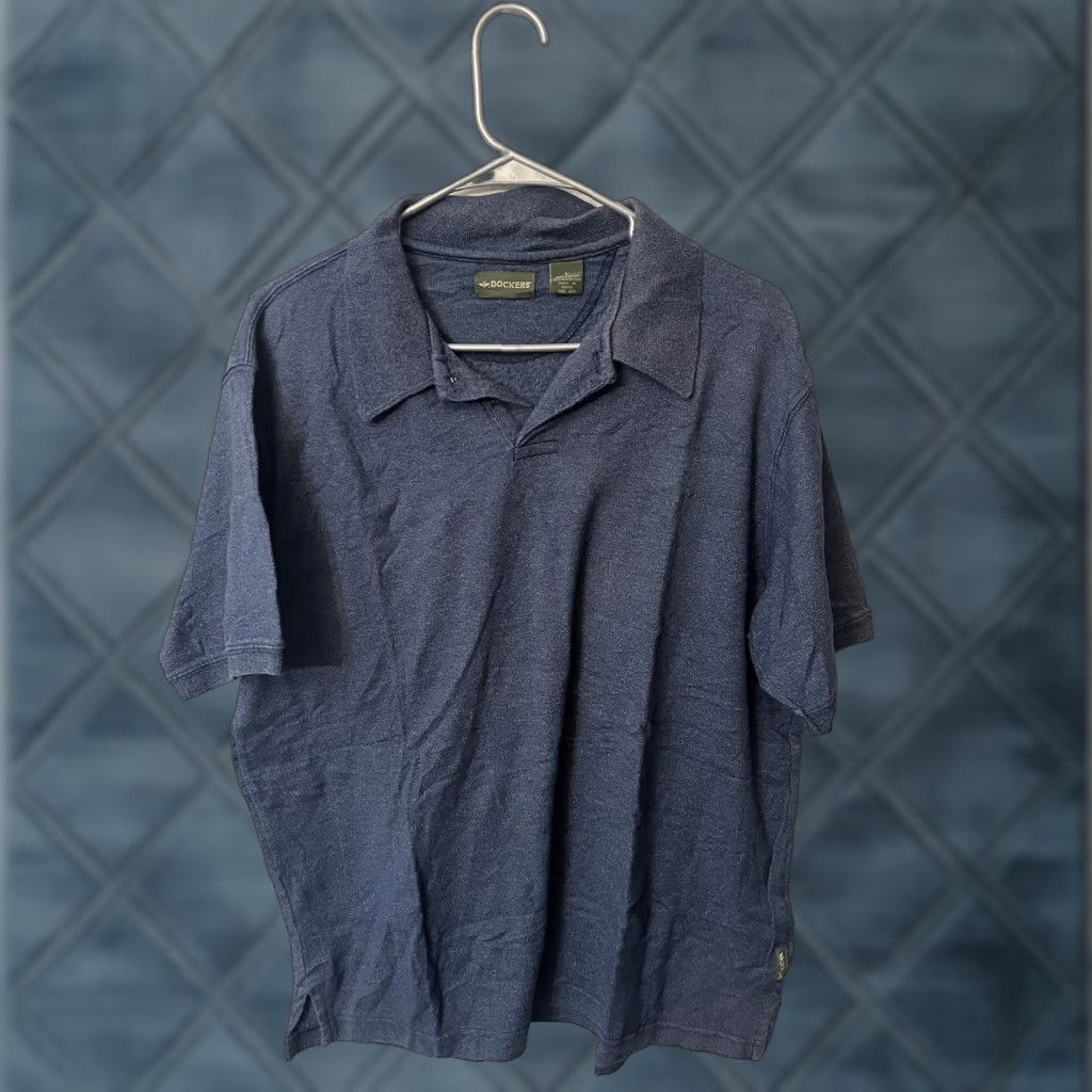 Dockers DOCKERS Polo Shirt Men L Blue Cotton Polyester Blend Solid Short Sleeve T Shirt category: Shirt Size US L / EU 52-54 / 3 - 1 Thumbnail
